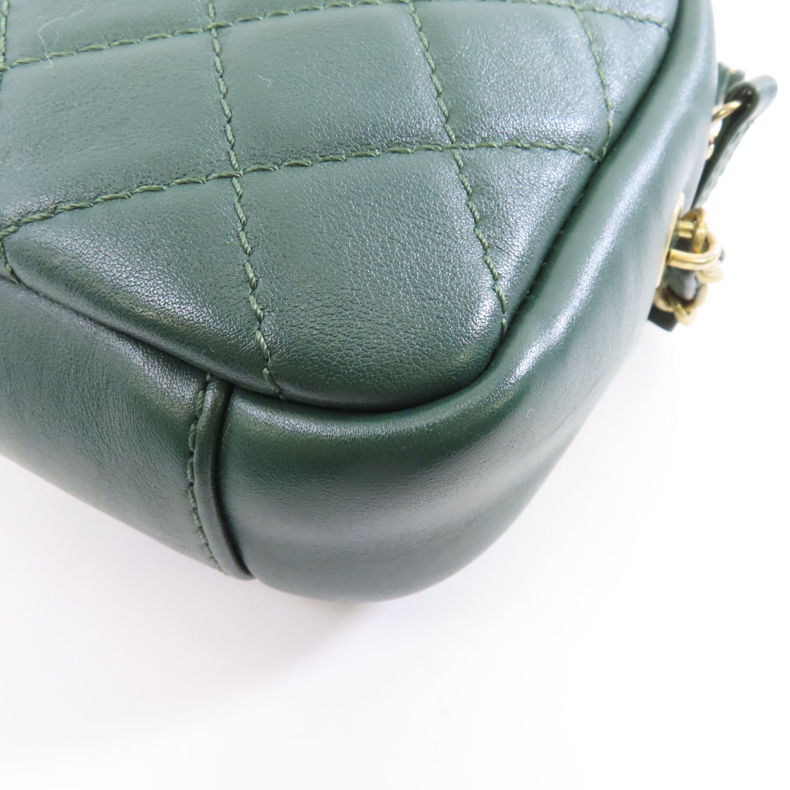 CHANEL 【激減優惠】菱格牛皮皮革Chain Shoulder Bag金扣鏈帶肩背袋綠色