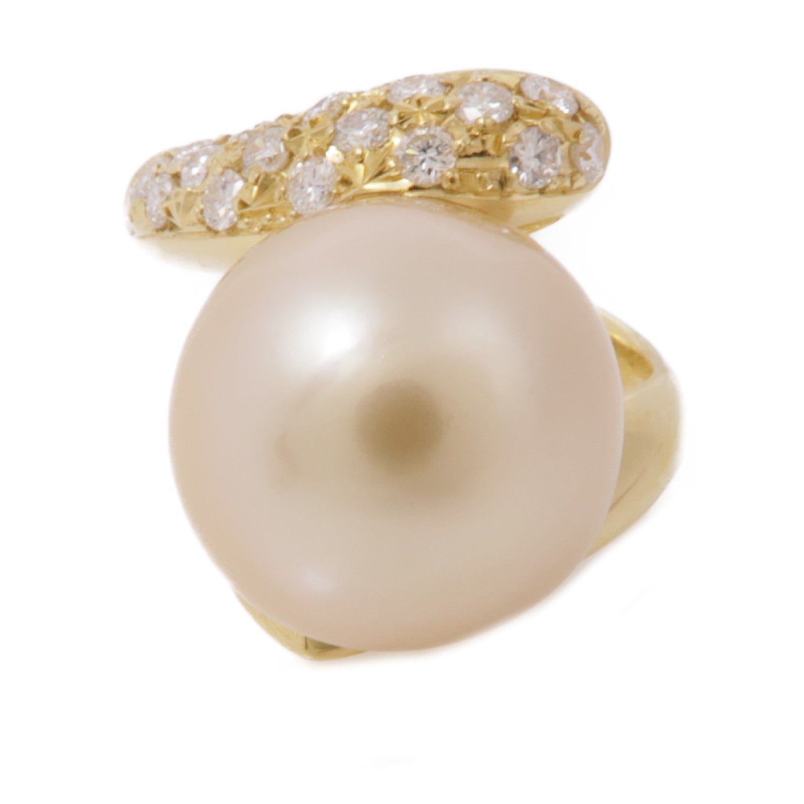 JEWELRY【激減優惠】 18K黃金Pearl Diamond Ring珍珠/鑽石戒指US#5.25