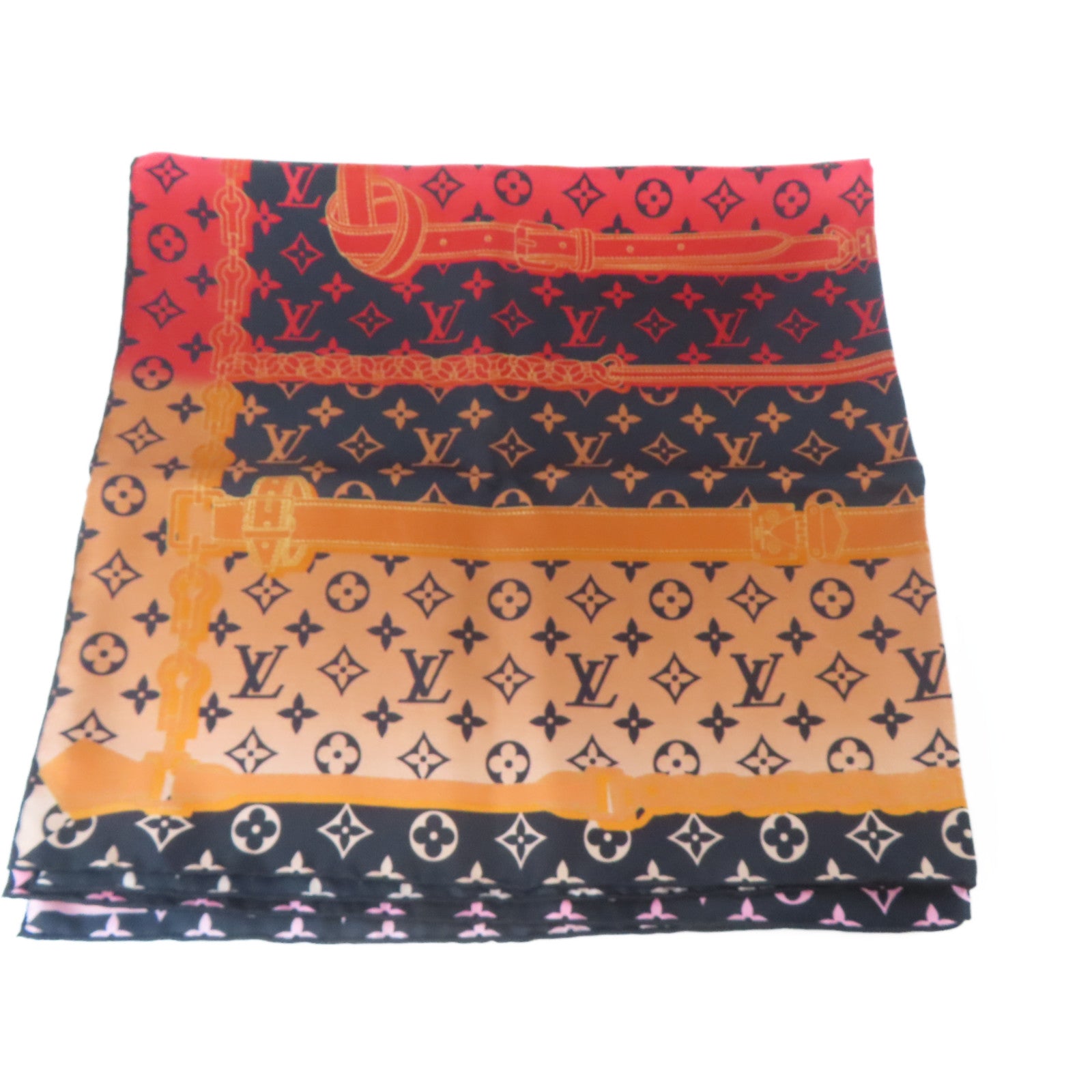 LOUIS VUITTON 絲質Rising Confidential Scarf絲巾紅色/黑色/粉紅色/橙色