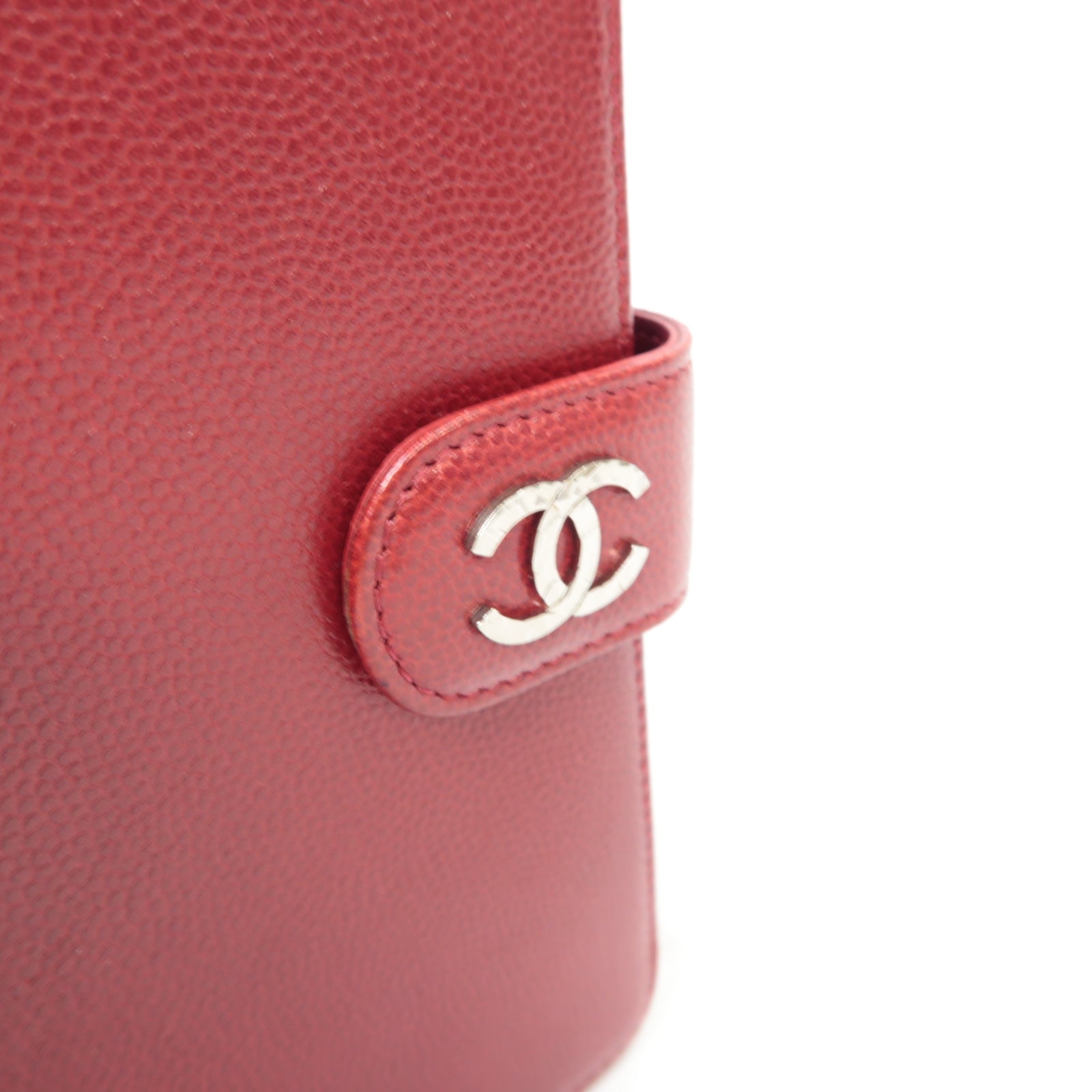 CHANEL 【激減優惠】Caviar皮革Wallet銀扣錢包紅色