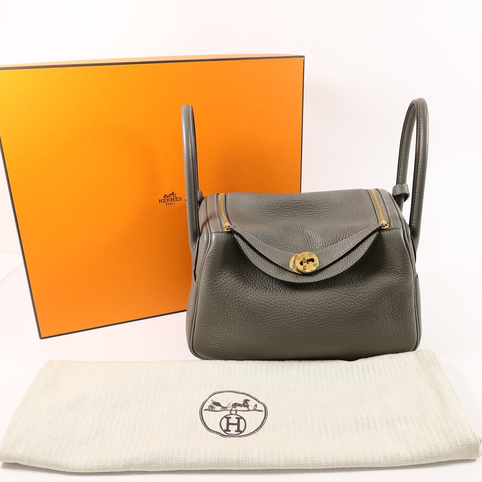 HERMES Clemence皮革Lindy 26手挽肩背兩用袋