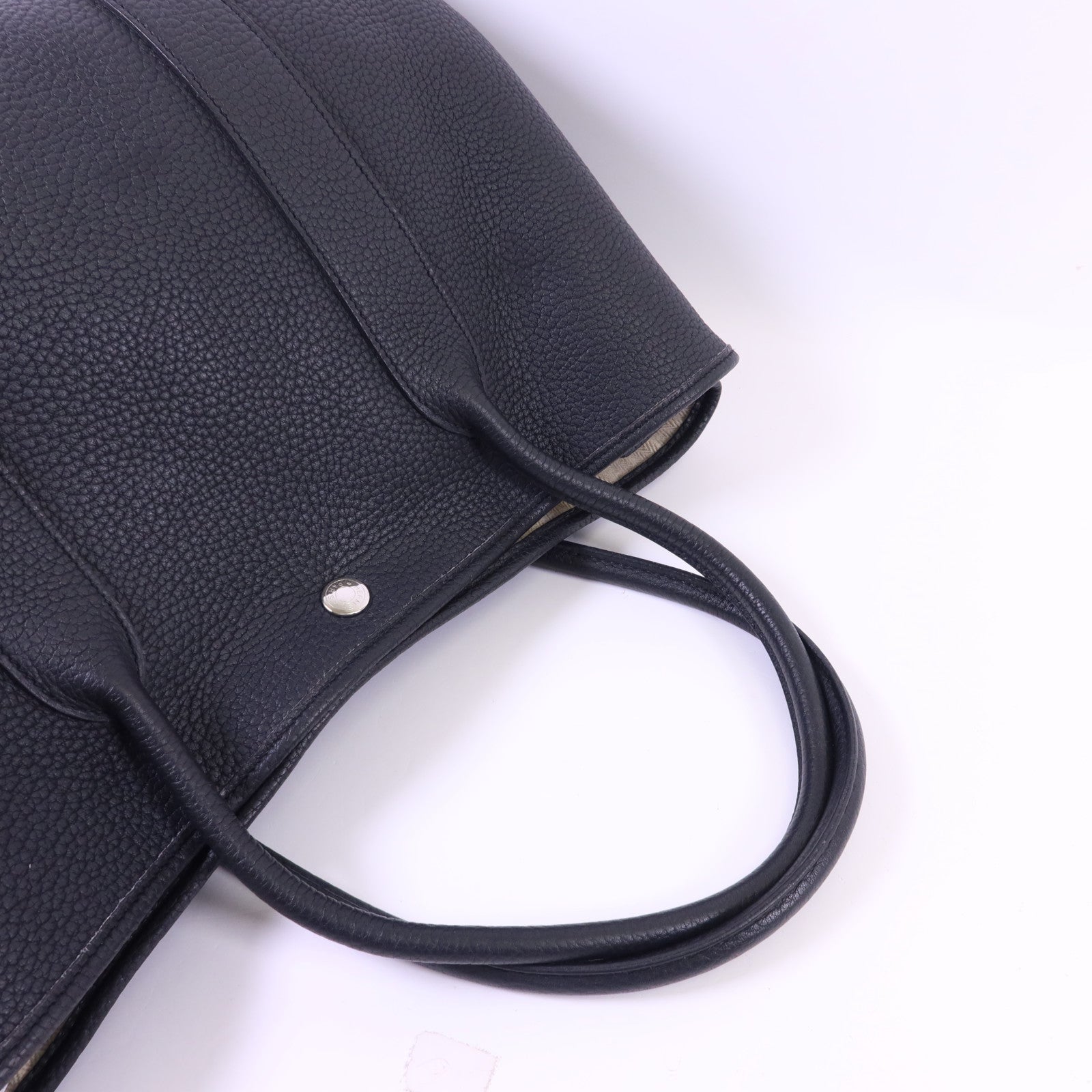 HERMES Negonda皮革Garden Party PM銀扣手挽袋Noir