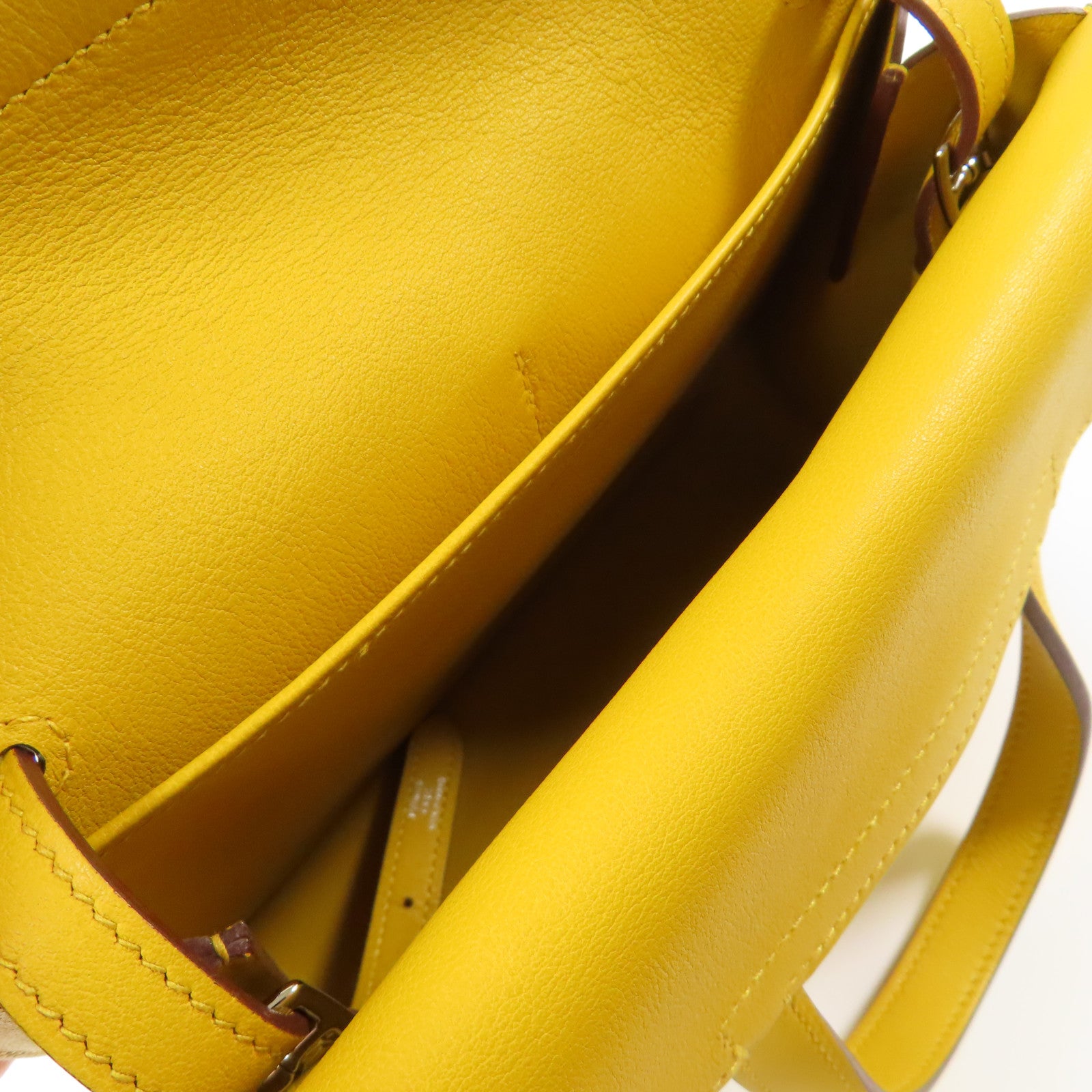 HERMES Swift皮革Mini Halzan銀扣手挽肩背兩用袋Jaune Ambre