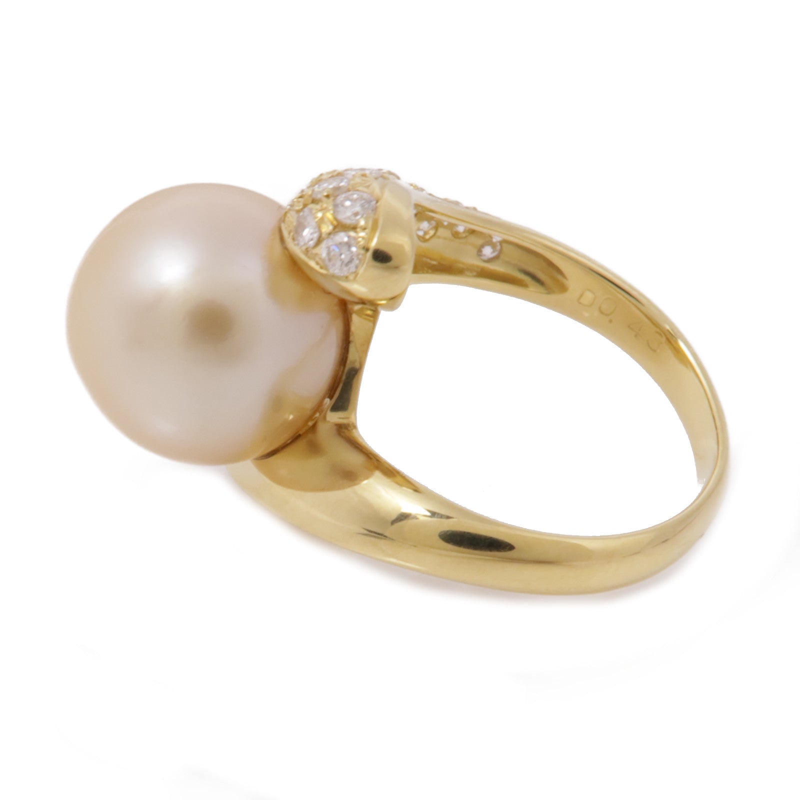 JEWELRY【激減優惠】 18K黃金Pearl Diamond Ring珍珠/鑽石戒指US#5.25