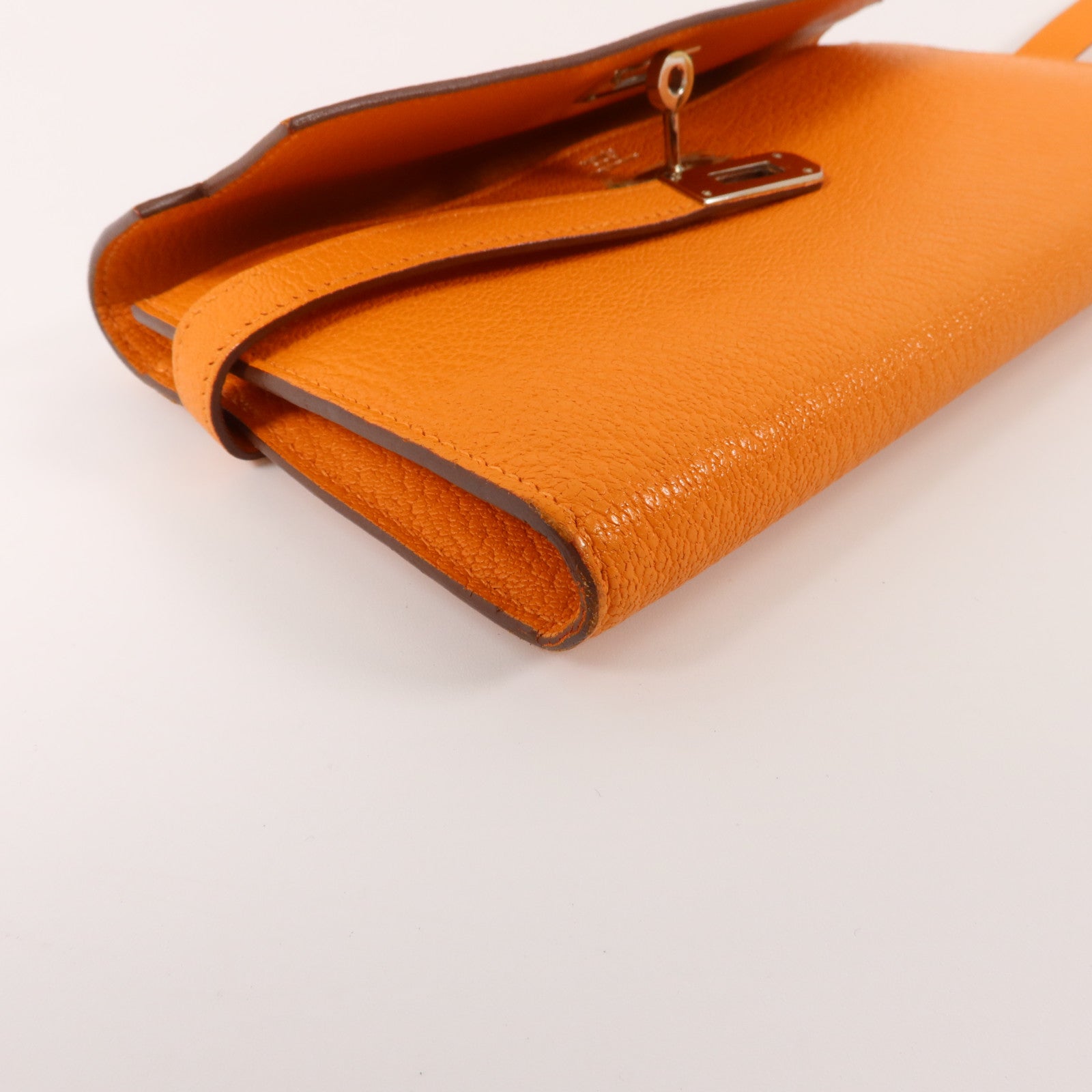 HERMES Chevre皮革Kelly Long Wallet長錢包Orange
