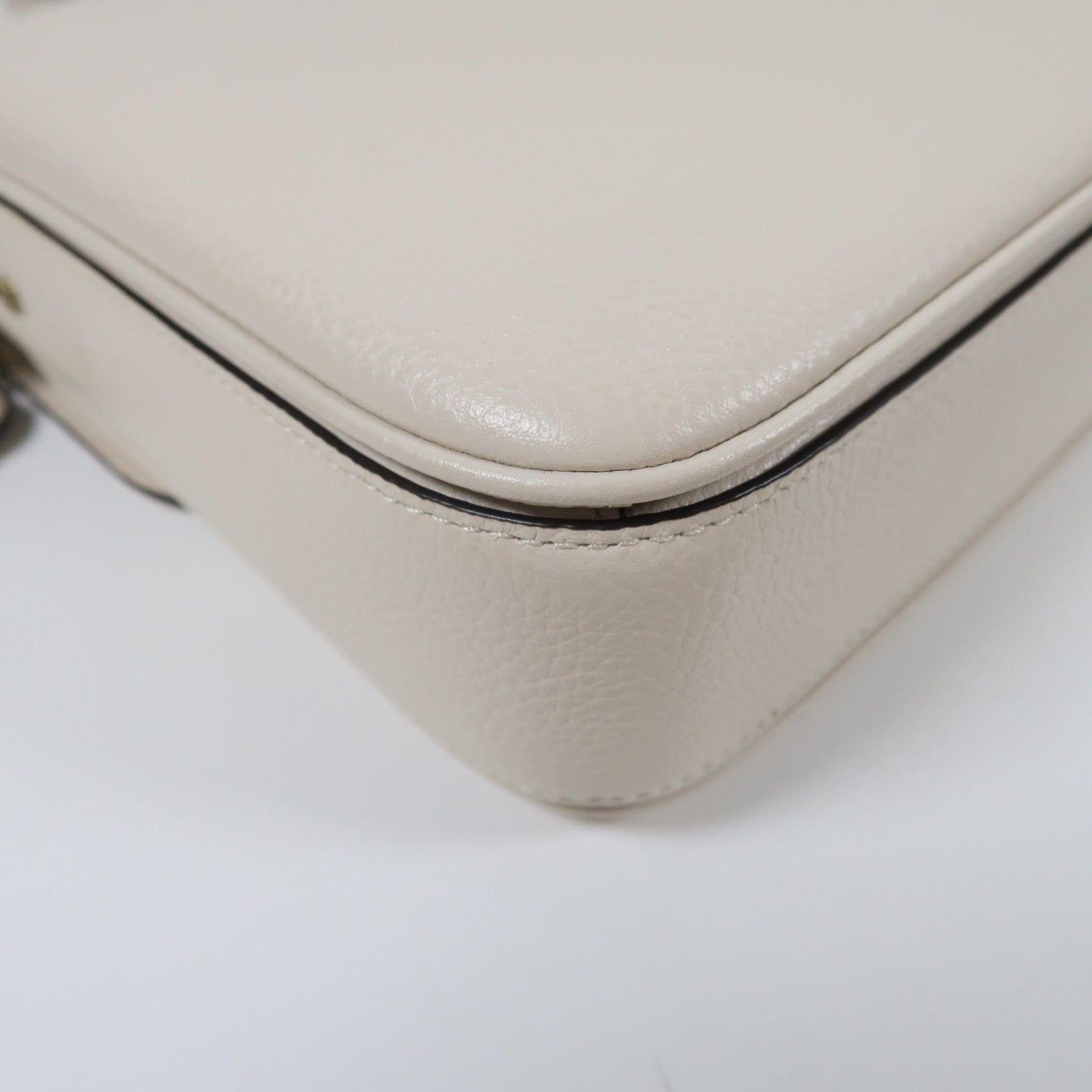COACH 牛皮皮革Shoulder Bag金扣手挽肩背兩用袋白色