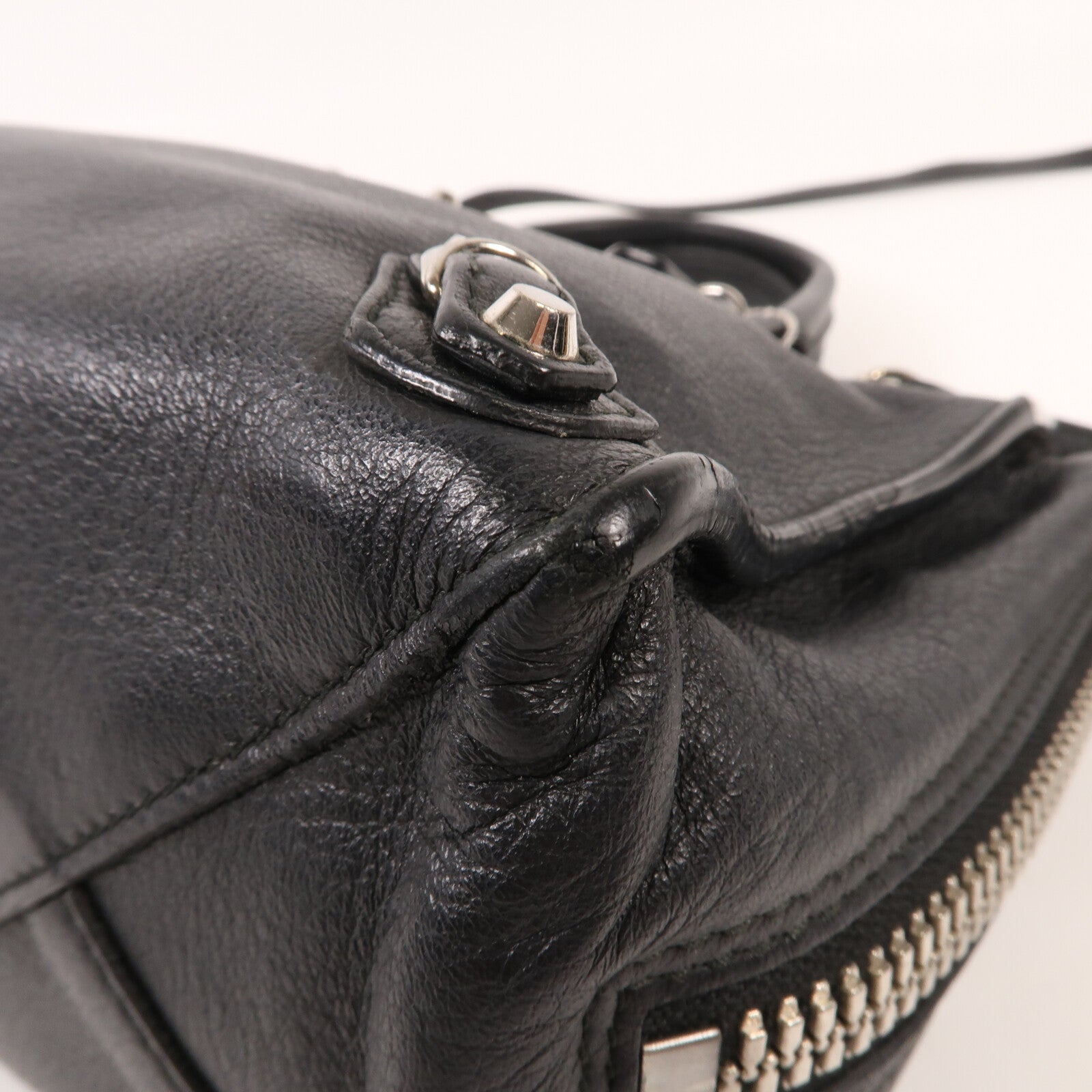 BALENCIAGA 牛皮皮革Zip Papier銀扣手挽肩背兩用袋