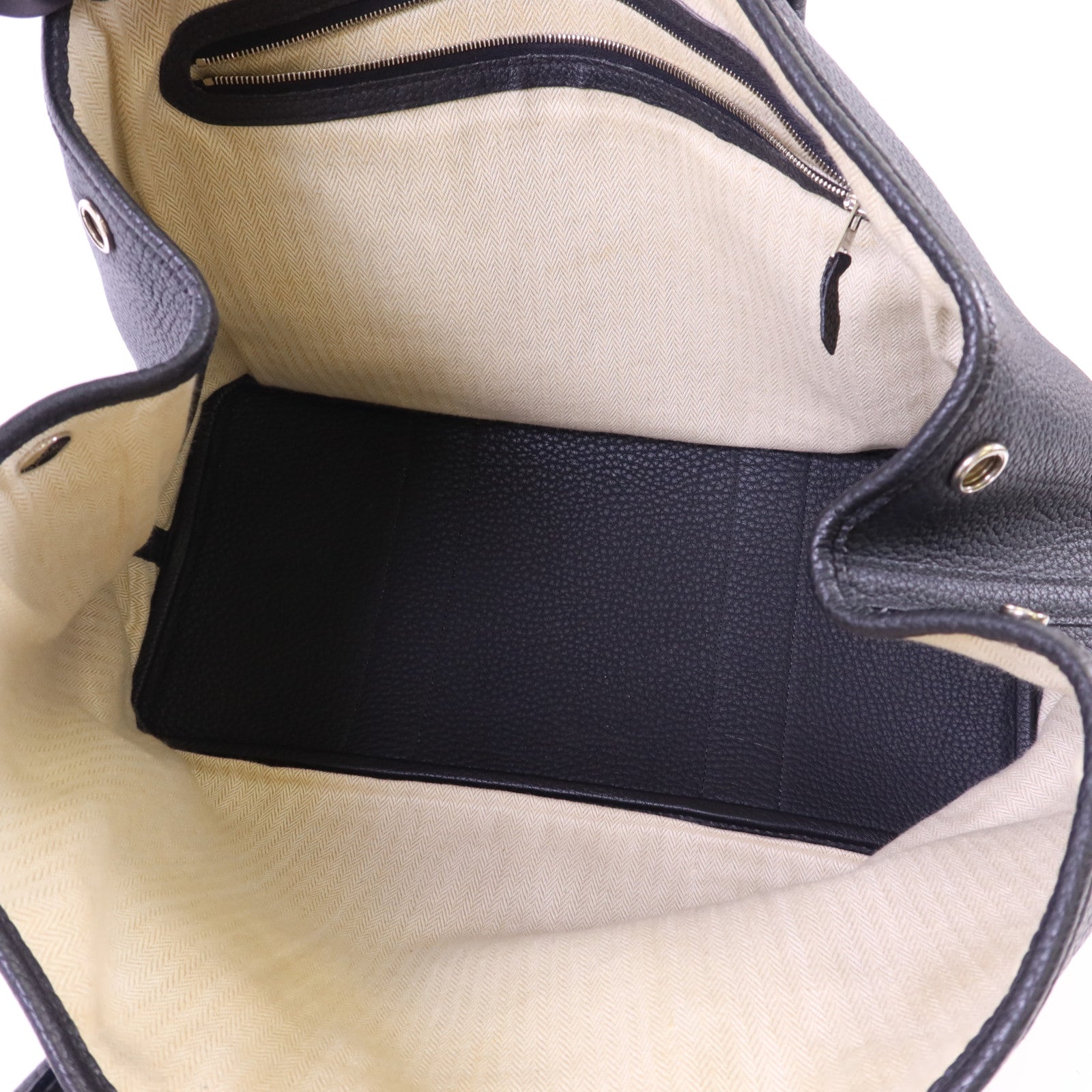 HERMES Negonda皮革Garden Party PM銀扣手挽袋Noir