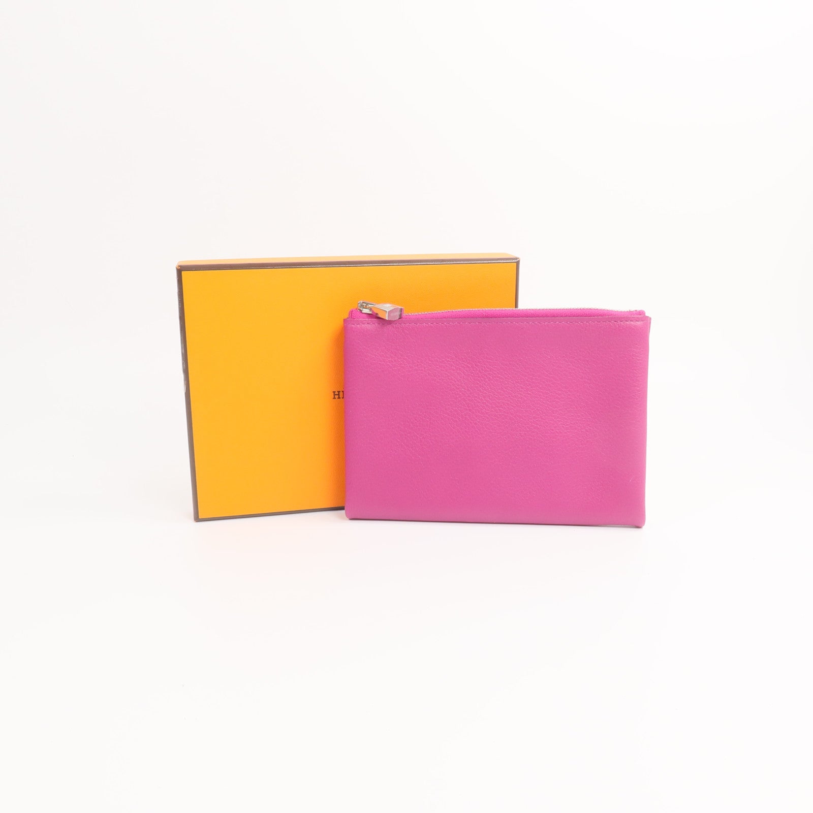 HERMES Evercolor皮革Atout 14 PM Mini Pouch手拿包Rose Purple
