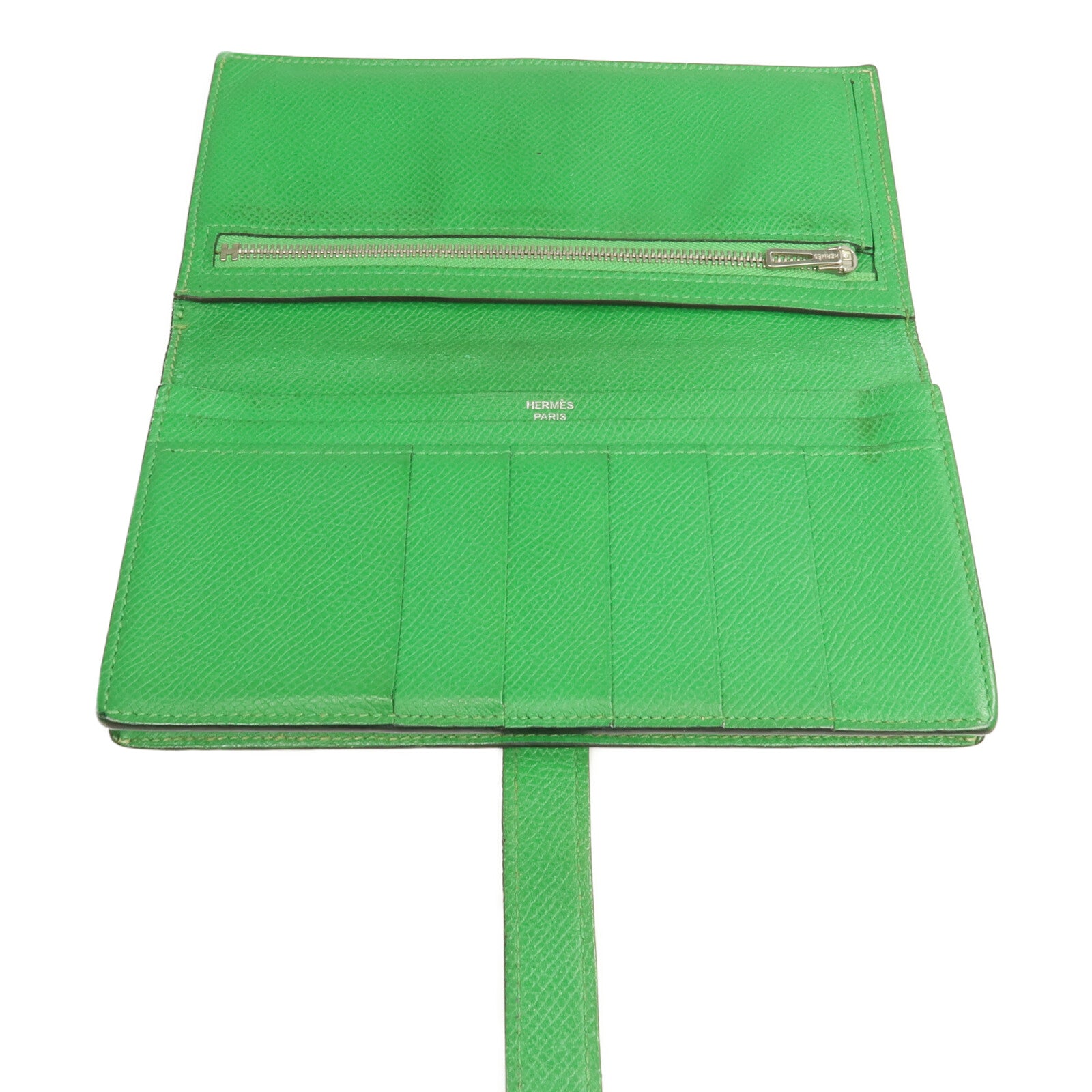 HERMES Epsom皮革Bearn Long Wallet銀扣長錢包Bambou