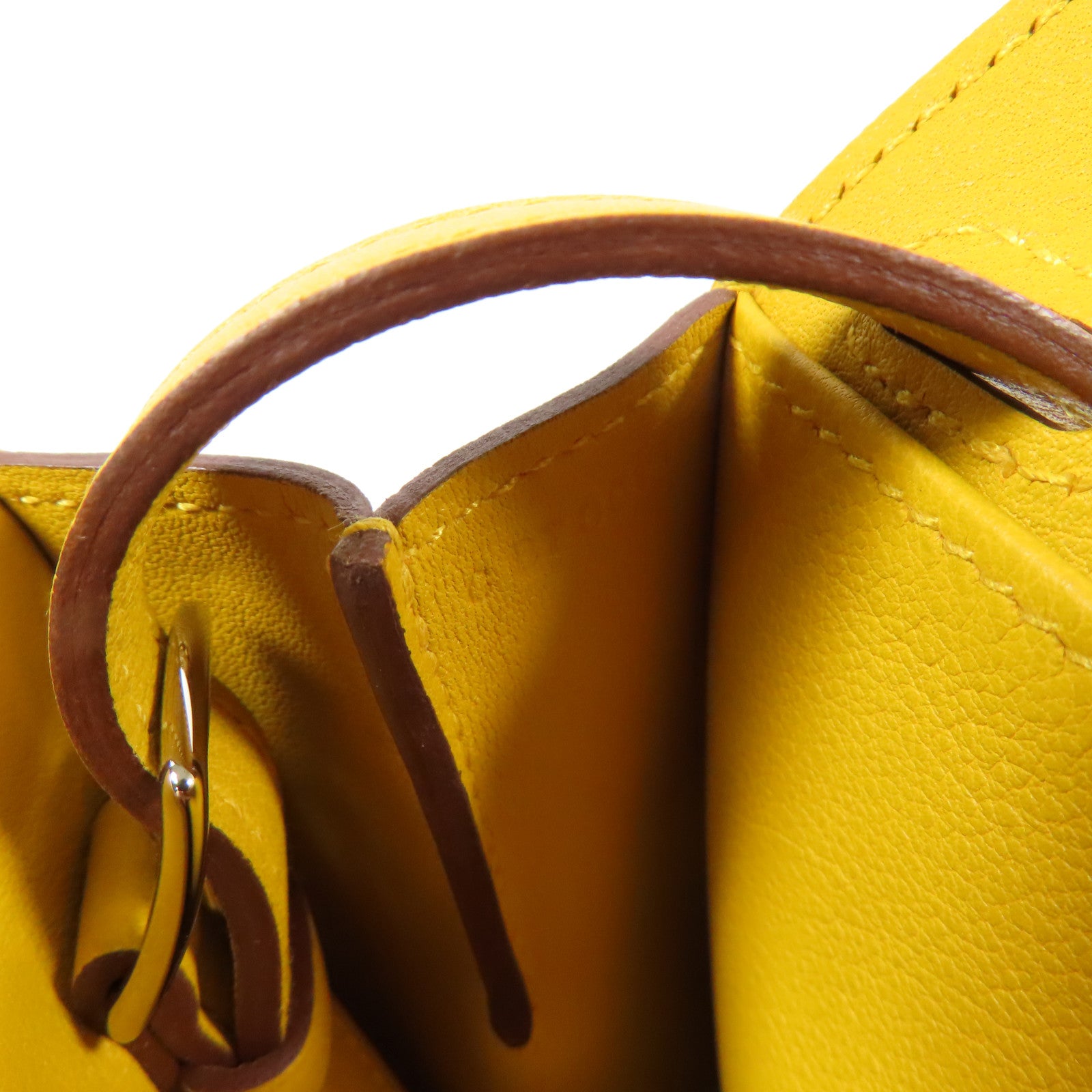 HERMES Swift皮革Mini Halzan銀扣手挽肩背兩用袋Jaune Ambre
