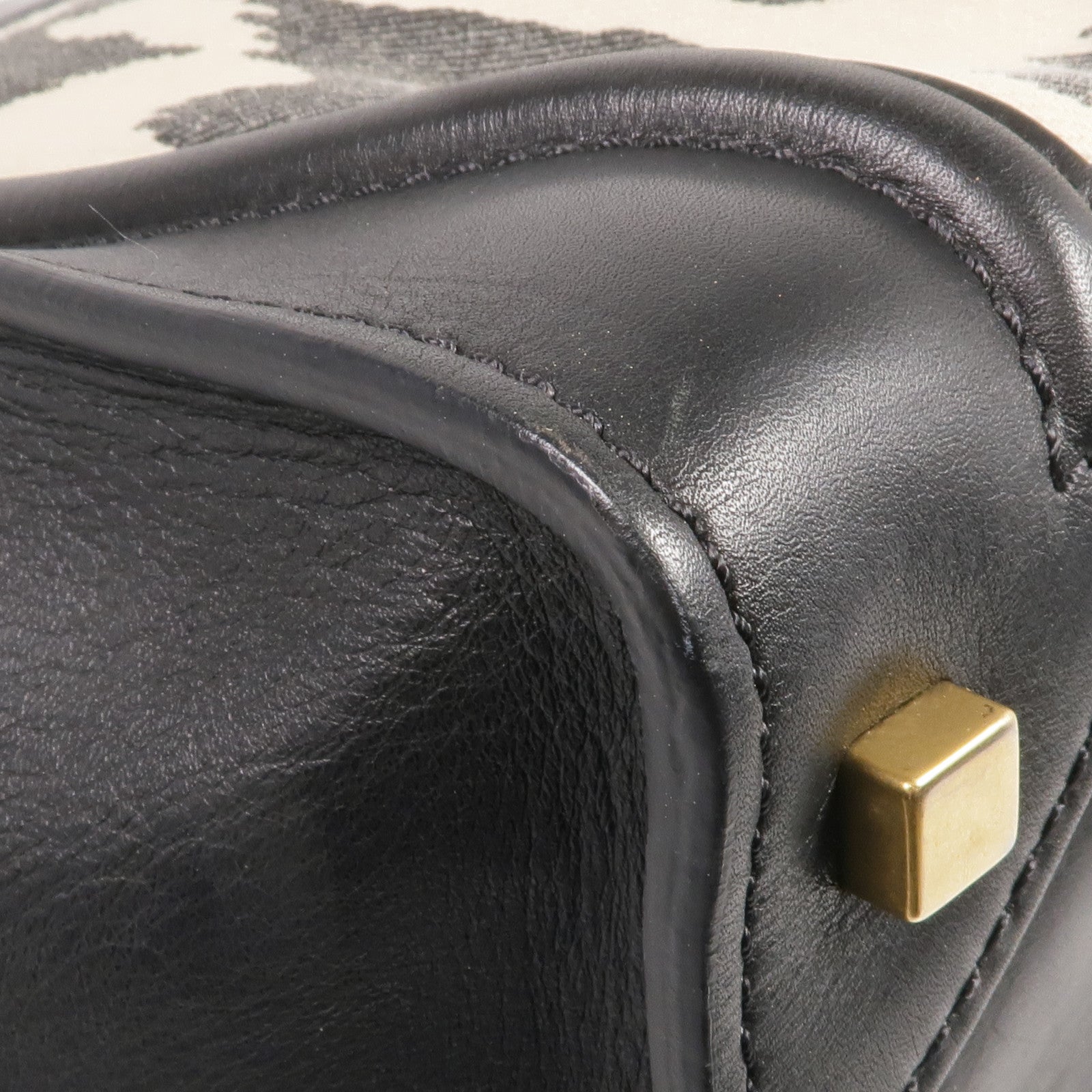 CELINE 牛皮皮革/帆布Mini Luggage金扣手挽袋