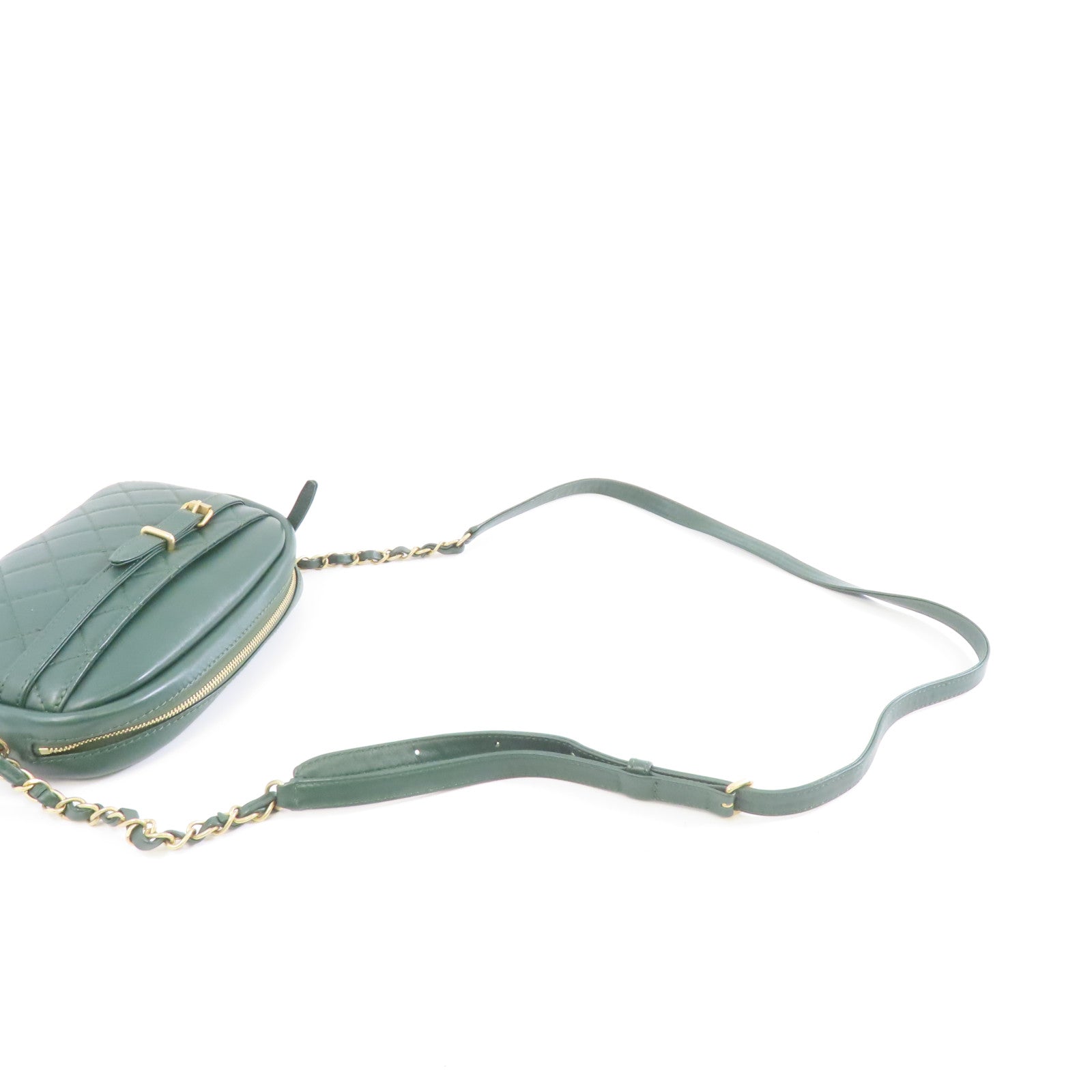 CHANEL 【激減優惠】菱格牛皮皮革Chain Shoulder Bag金扣鏈帶肩背袋綠色