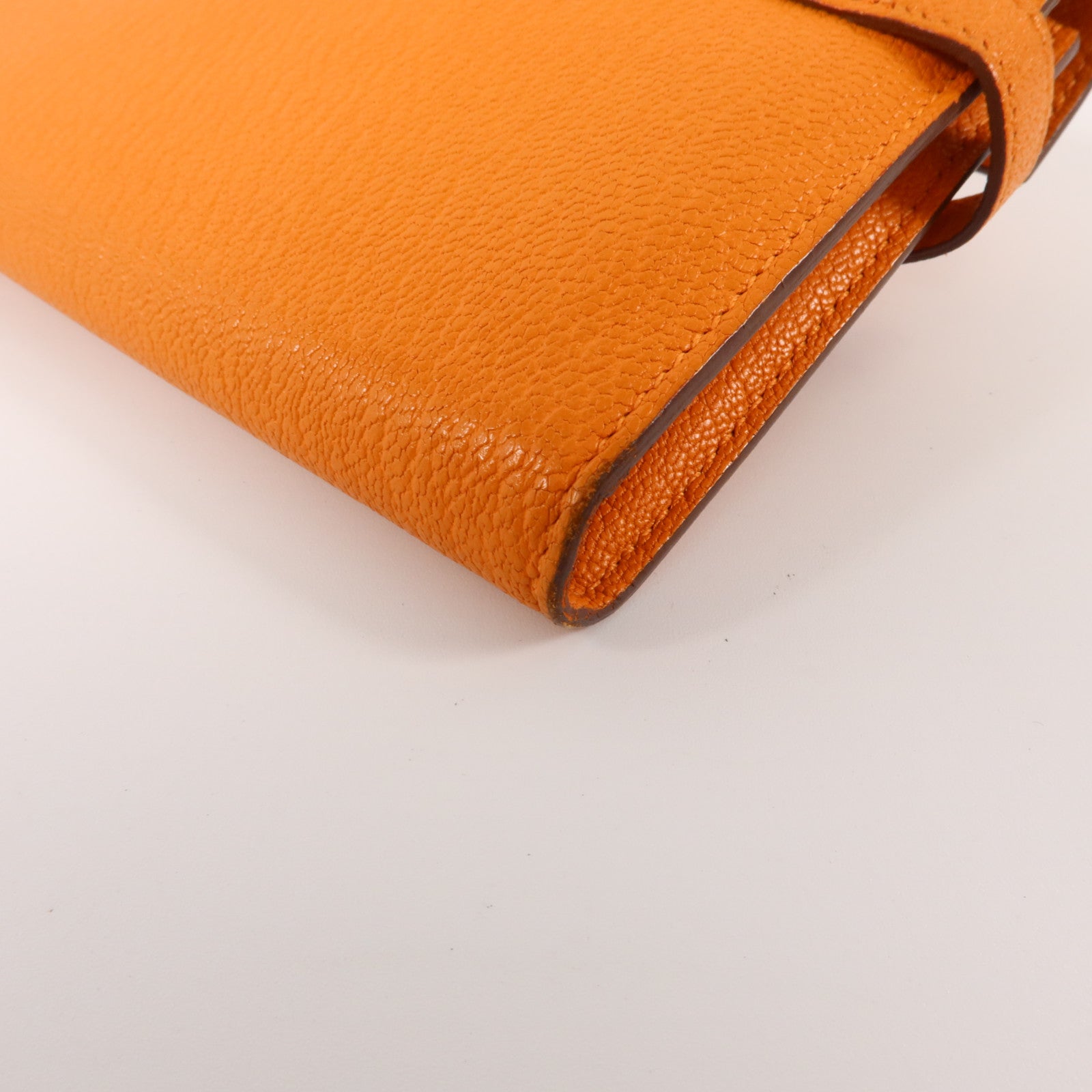 HERMES Chevre皮革Kelly Long Wallet長錢包Orange