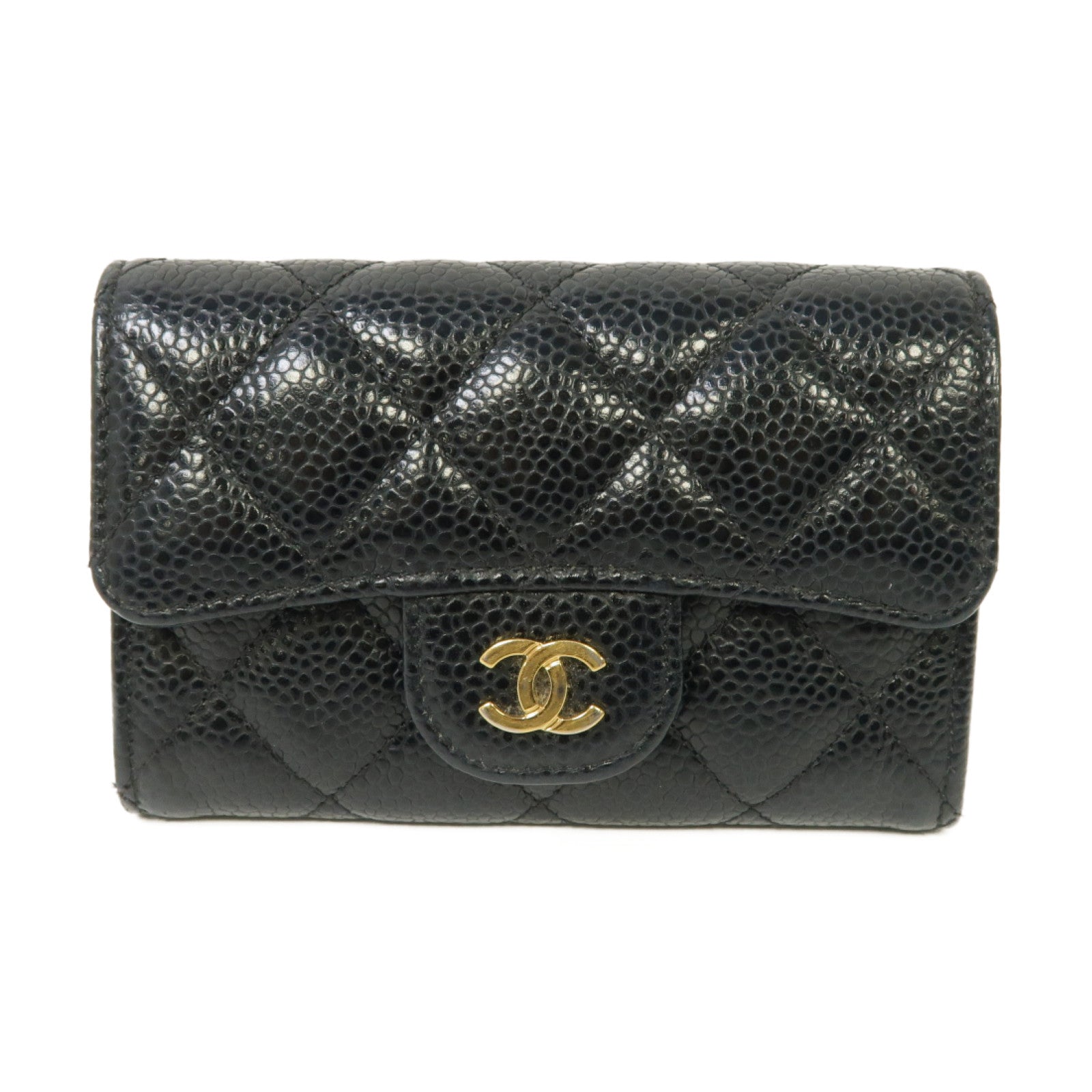CHANEL 菱格Caviar皮革Classic Flap Card Holder金扣卡片套黑色