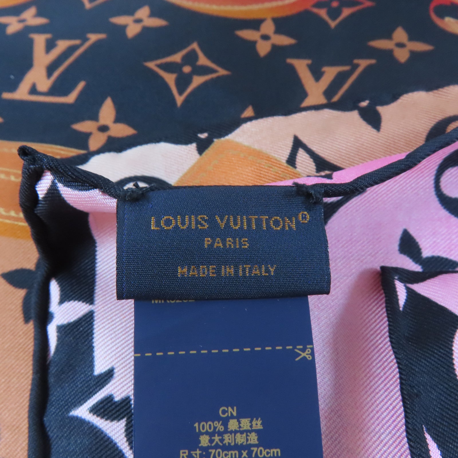 LOUIS VUITTON 絲質Rising Confidential Scarf絲巾紅色/黑色/粉紅色/橙色