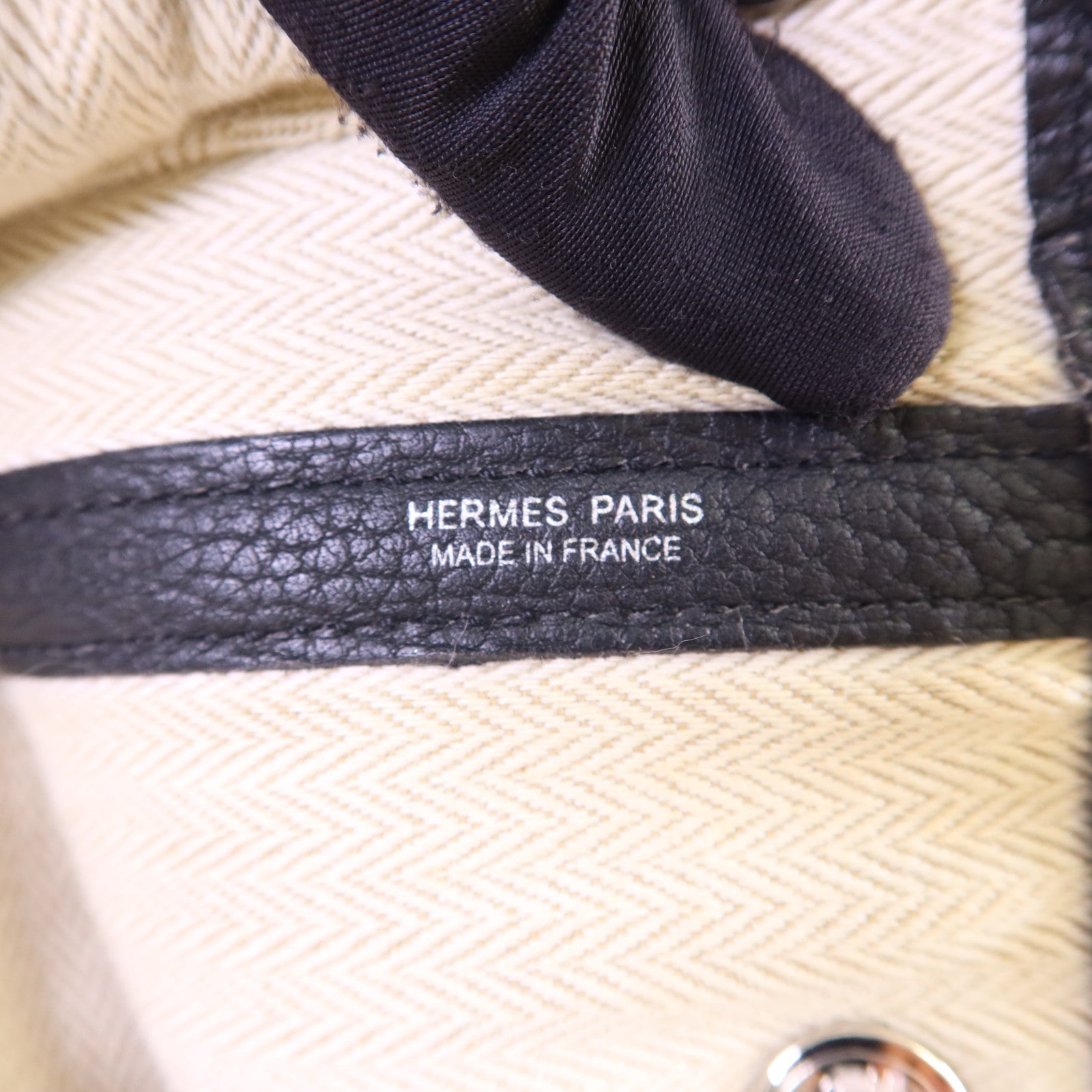 HERMES Negonda皮革Garden Party PM銀扣手挽袋Noir