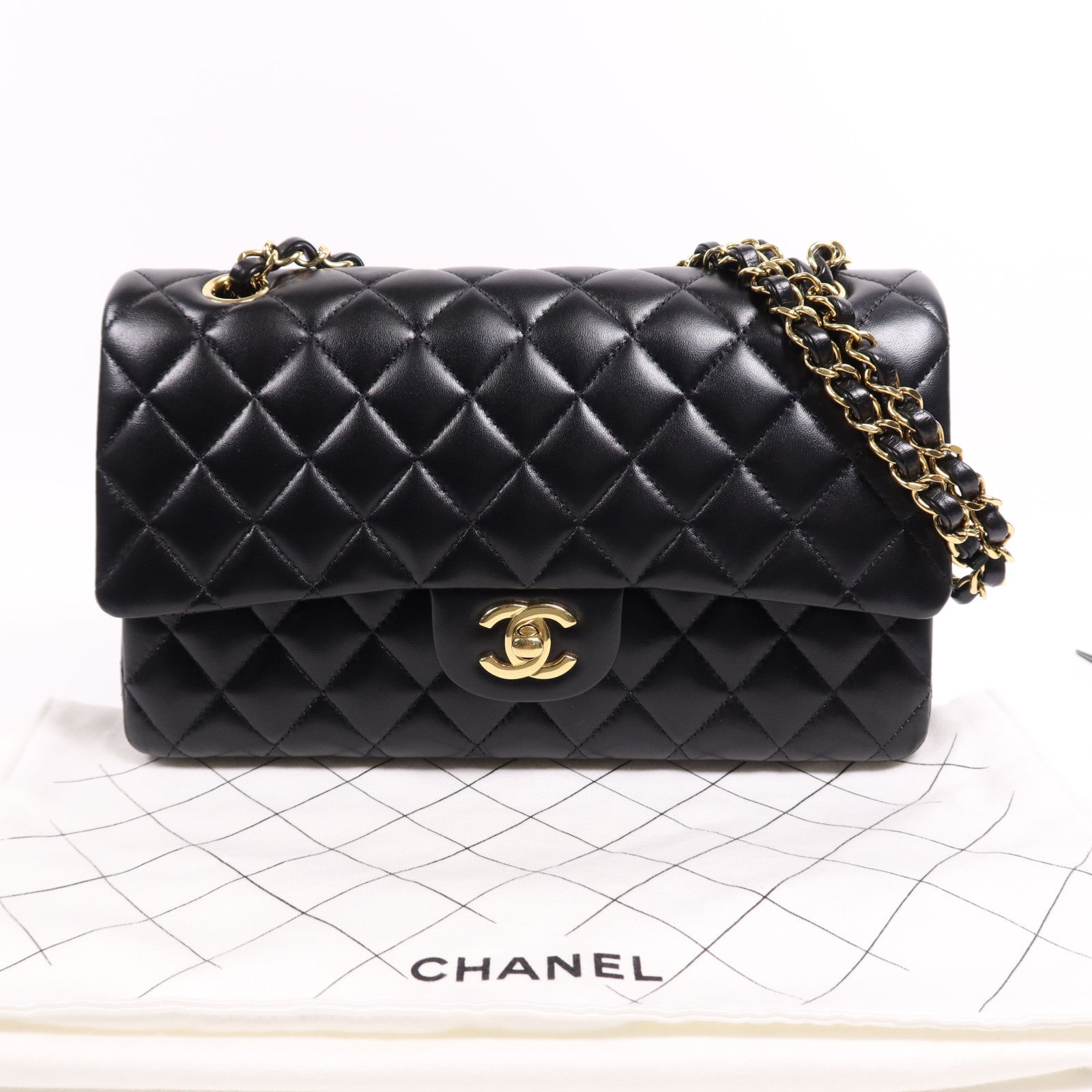 CHANEL 羊皮皮革Classic 25金扣鏈帶肩背袋