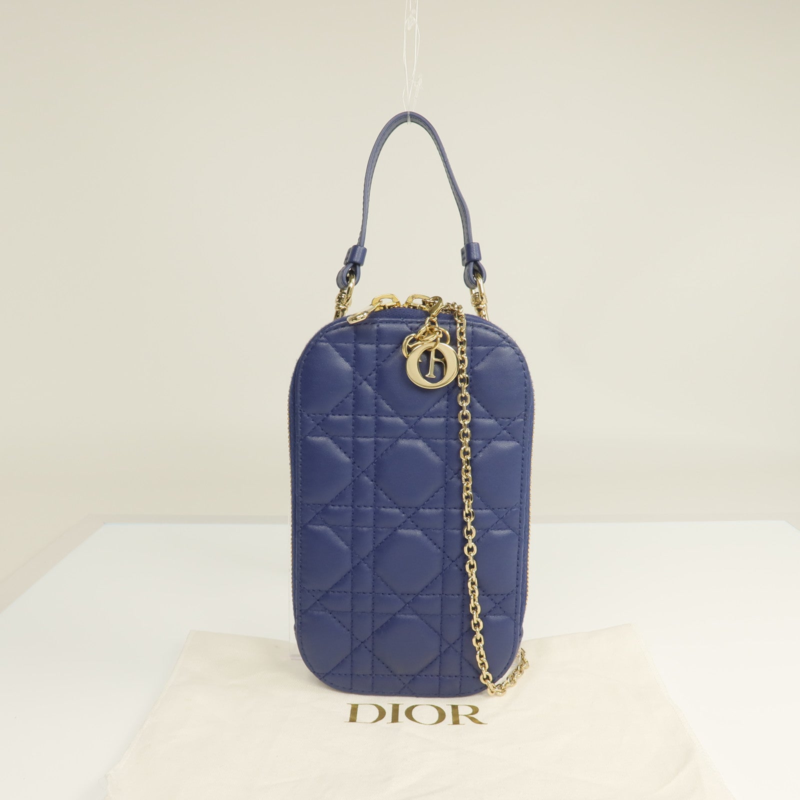 Dior 羊皮皮革Lady Dior Call'in Dior Phone Holder金扣鏈帶手挽肩背兩用袋