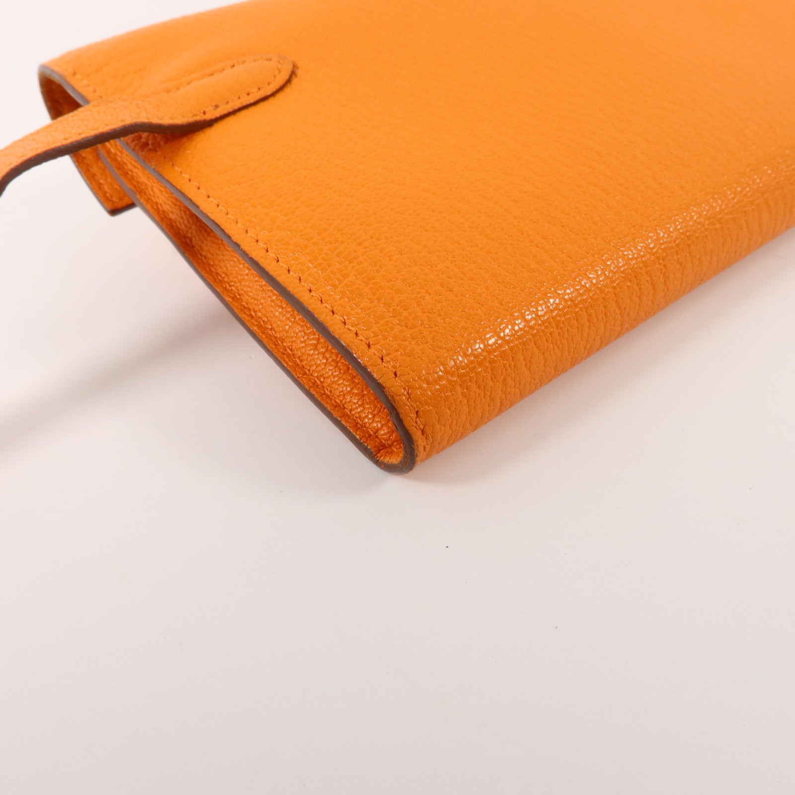 HERMES Chevre皮革Kelly Long Wallet長錢包Orange