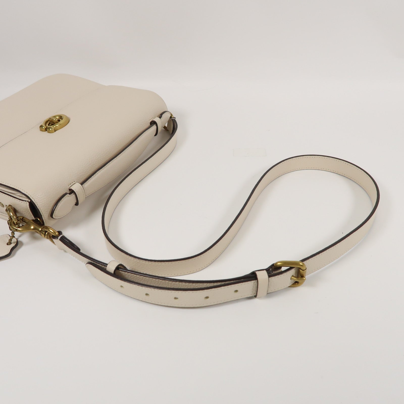 COACH 牛皮皮革Shoulder Bag金扣手挽肩背兩用袋白色