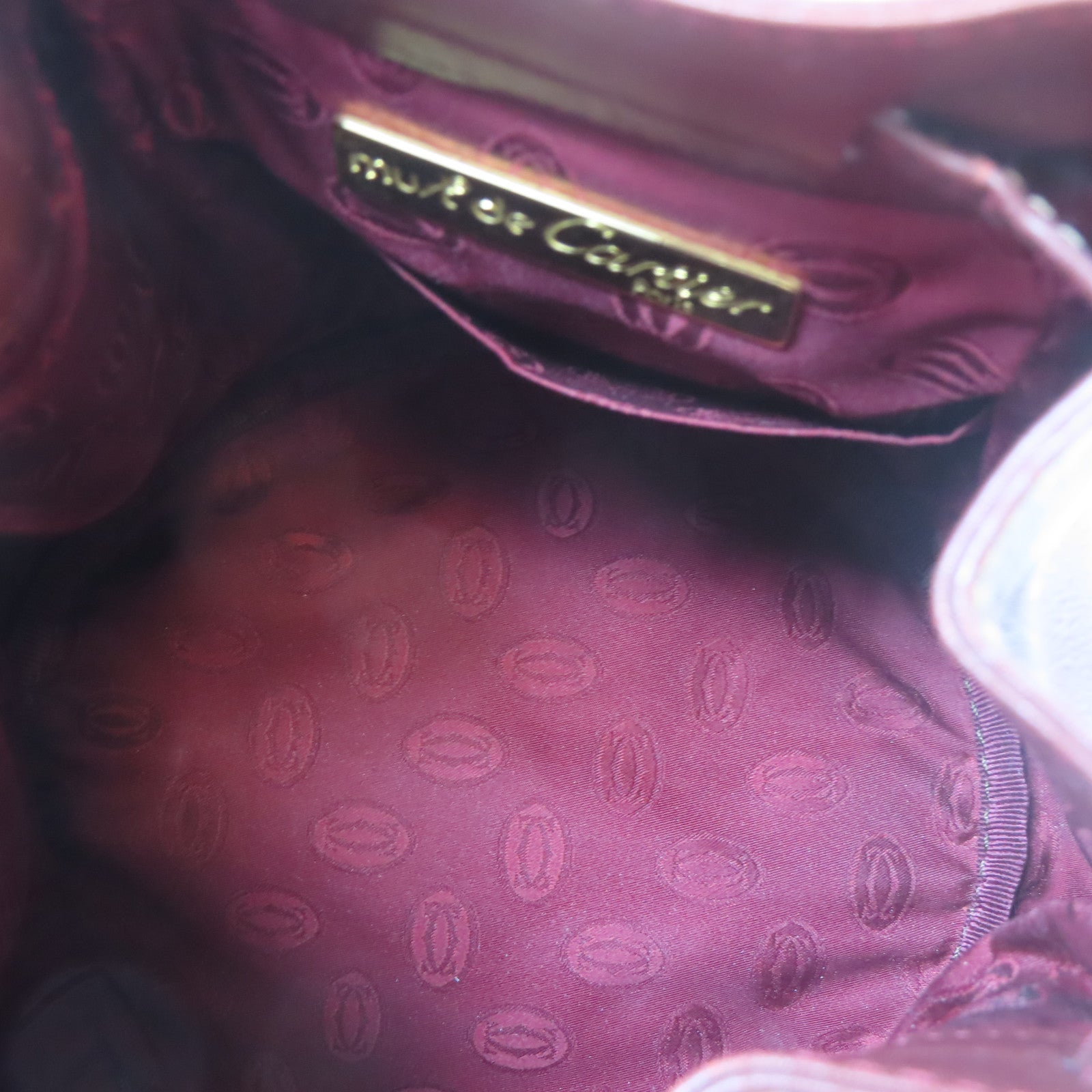 CARTIER 牛皮皮革Bucket Bag金扣肩背袋啡紅色