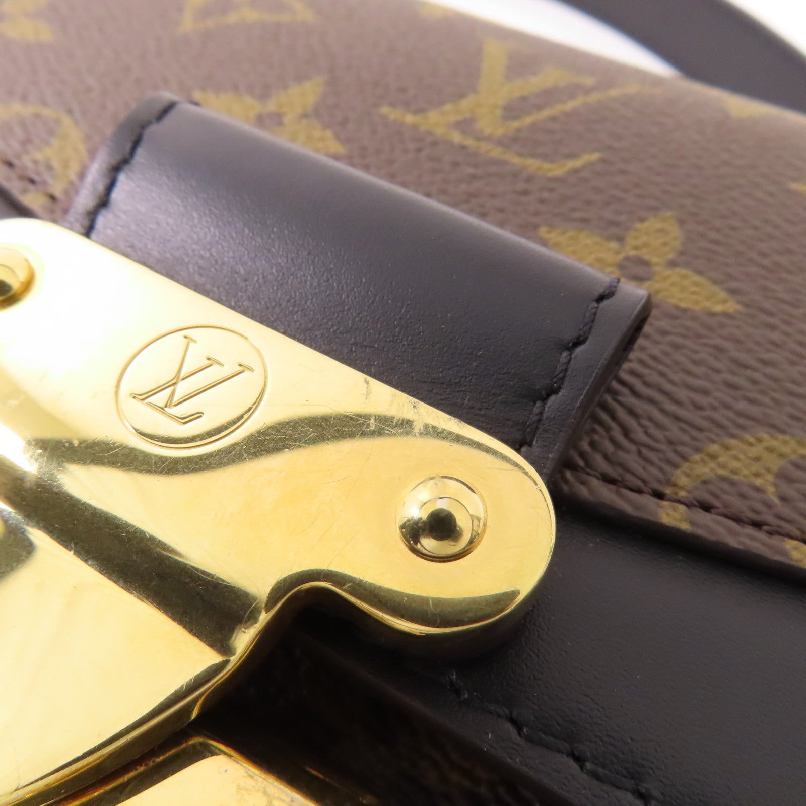 LOUIS VUITTON Monogram Marceau金扣鏈帶肩背袋棕色