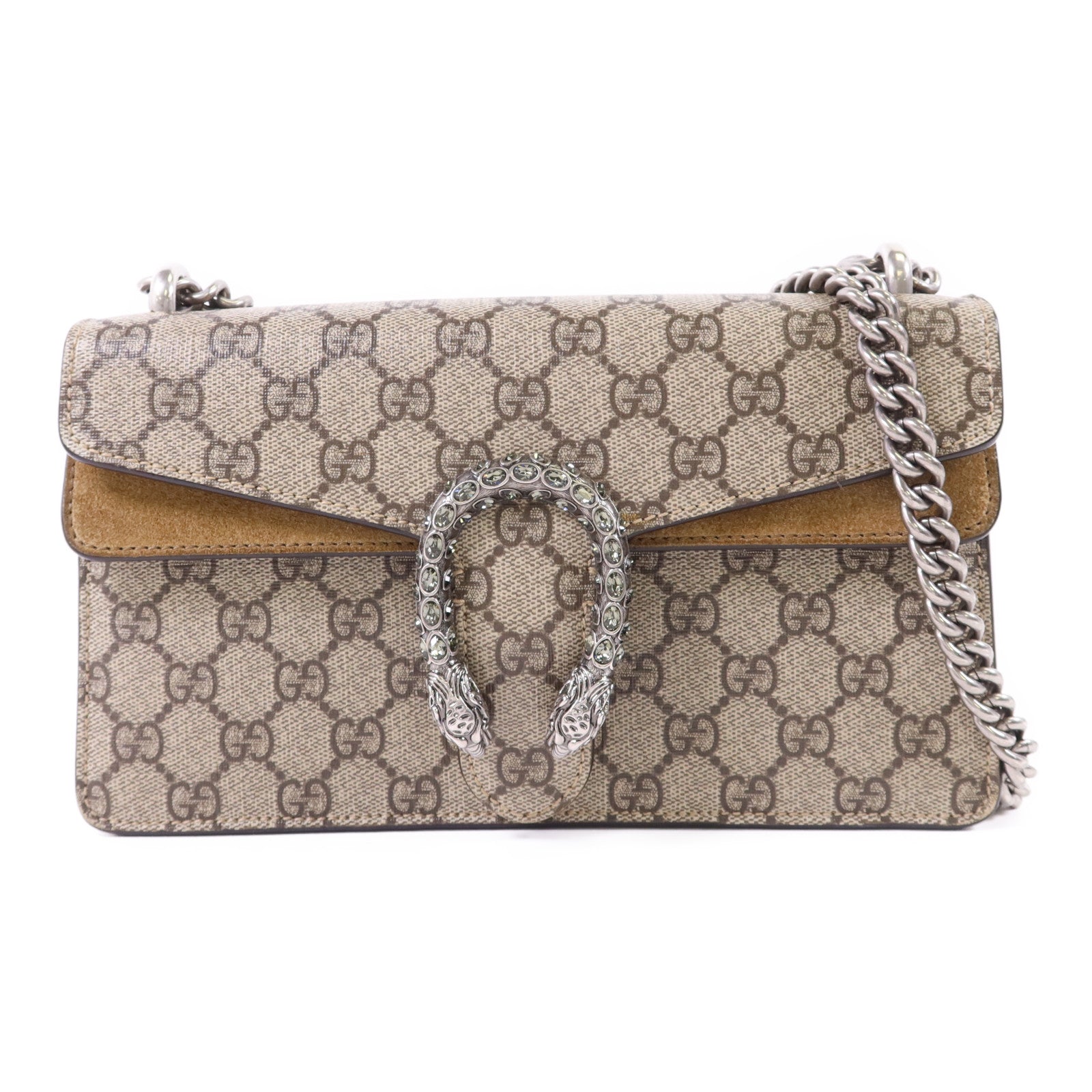 GUCCI 塗層帆布Dionysus Shoulder Bag銀扣鏈帶肩背袋