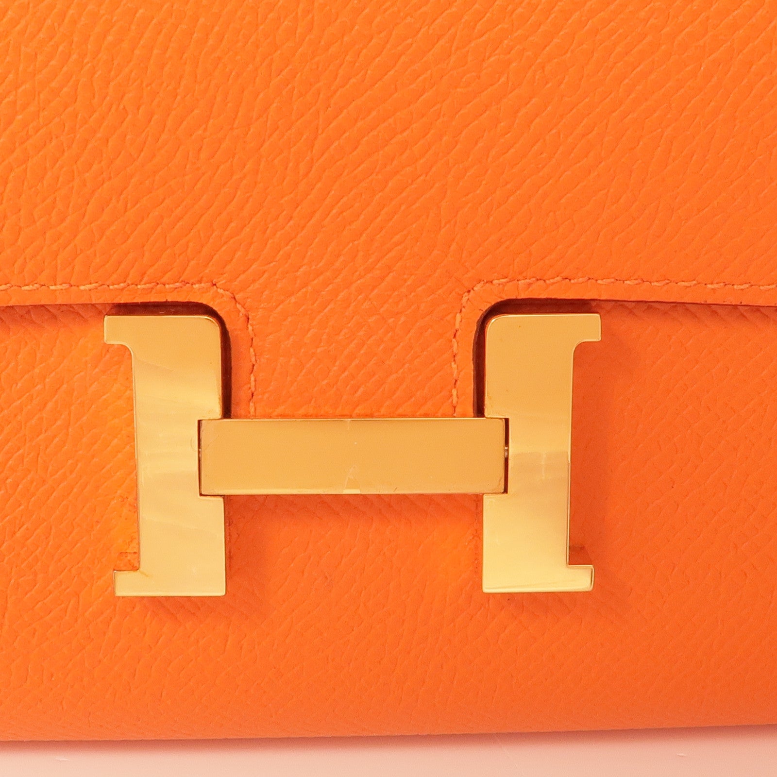 HERMES Epsom皮革Cosntance To Go金扣肩背袋Orange
