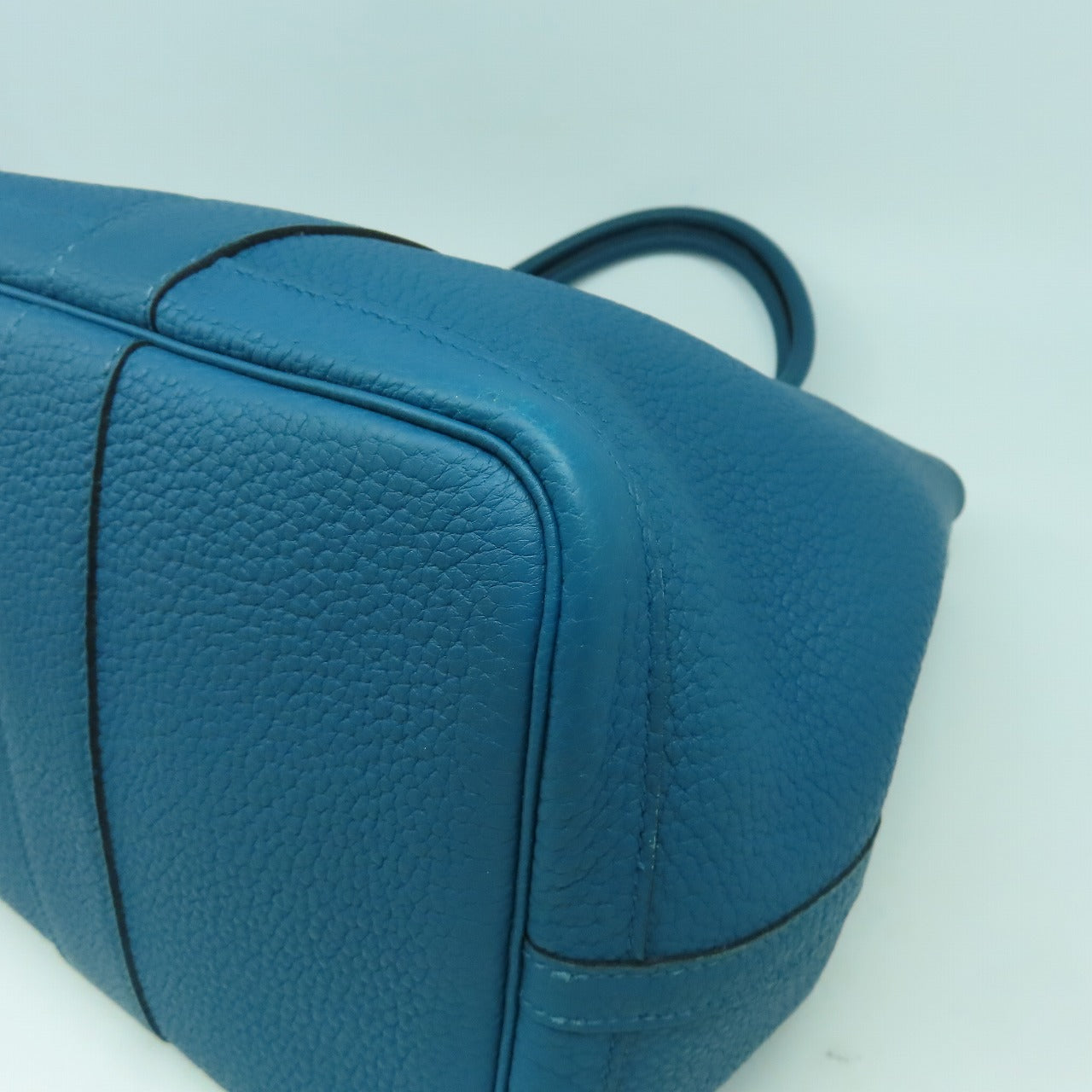 HERMES **【清倉大減價】Negonda皮革GardenParty PM銀扣手挽袋藍色