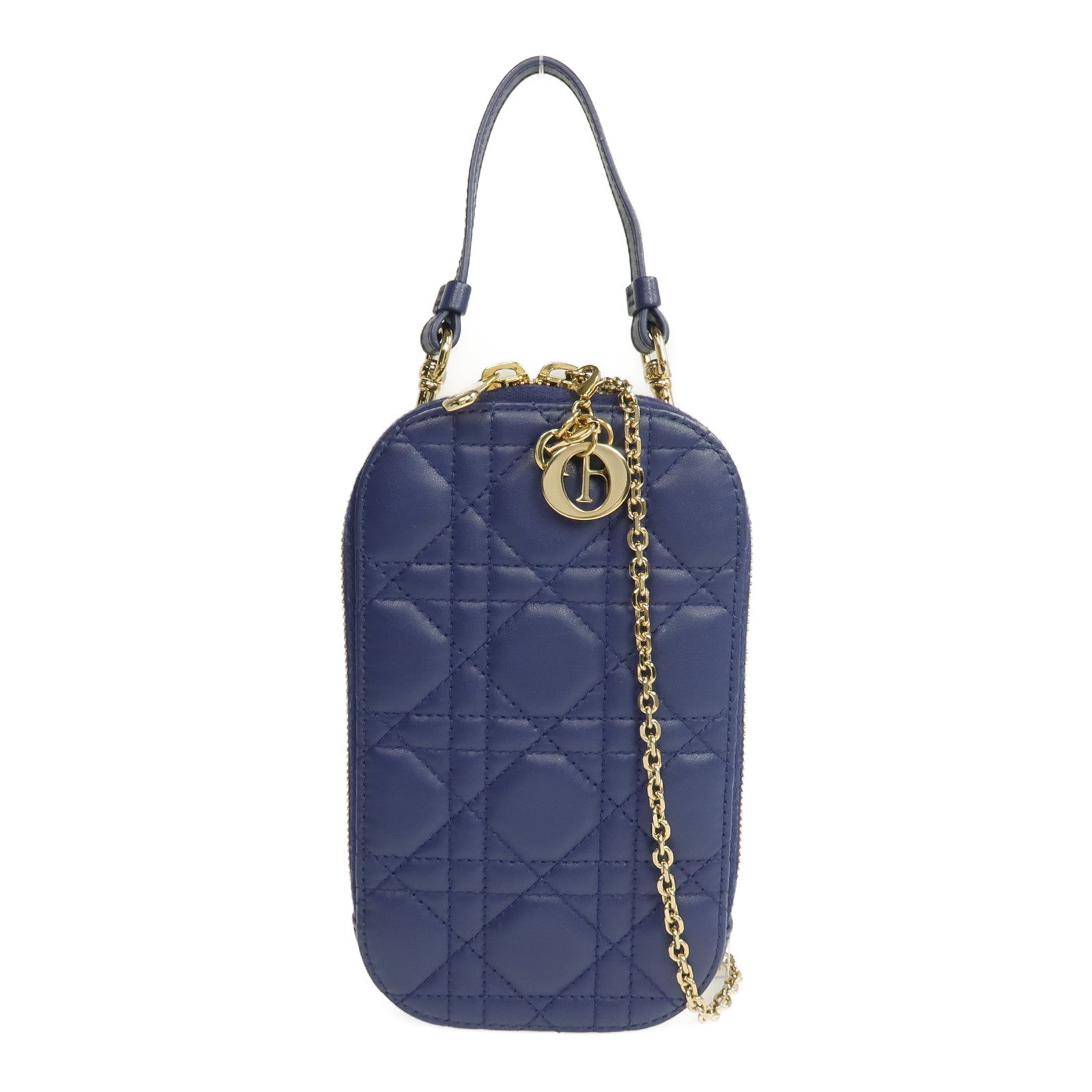 Dior 羊皮皮革Lady Dior Call'in Dior Phone Holder金扣鏈帶手挽肩背兩用袋