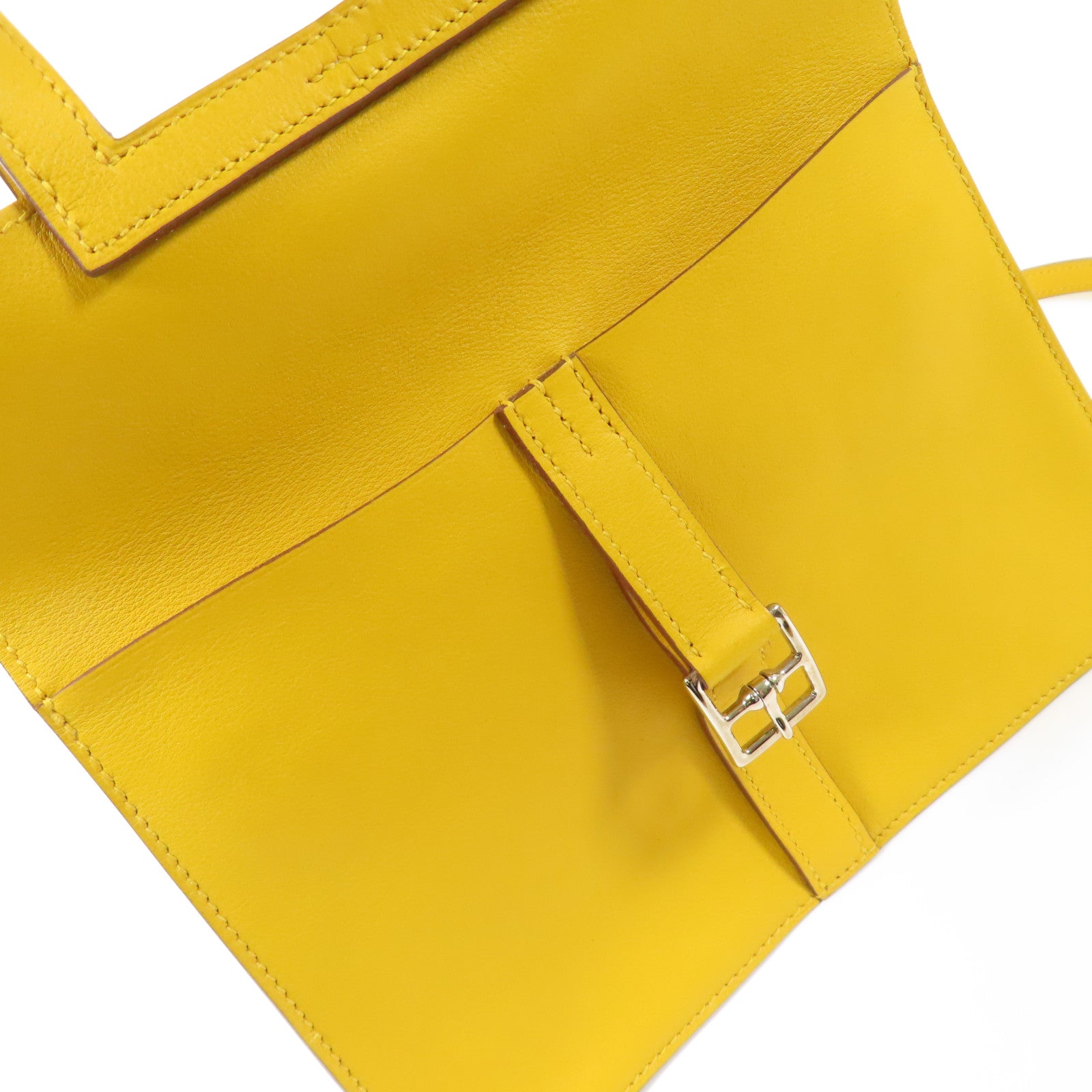 HERMES Swift皮革Mini Halzan銀扣手挽肩背兩用袋Jaune Ambre
