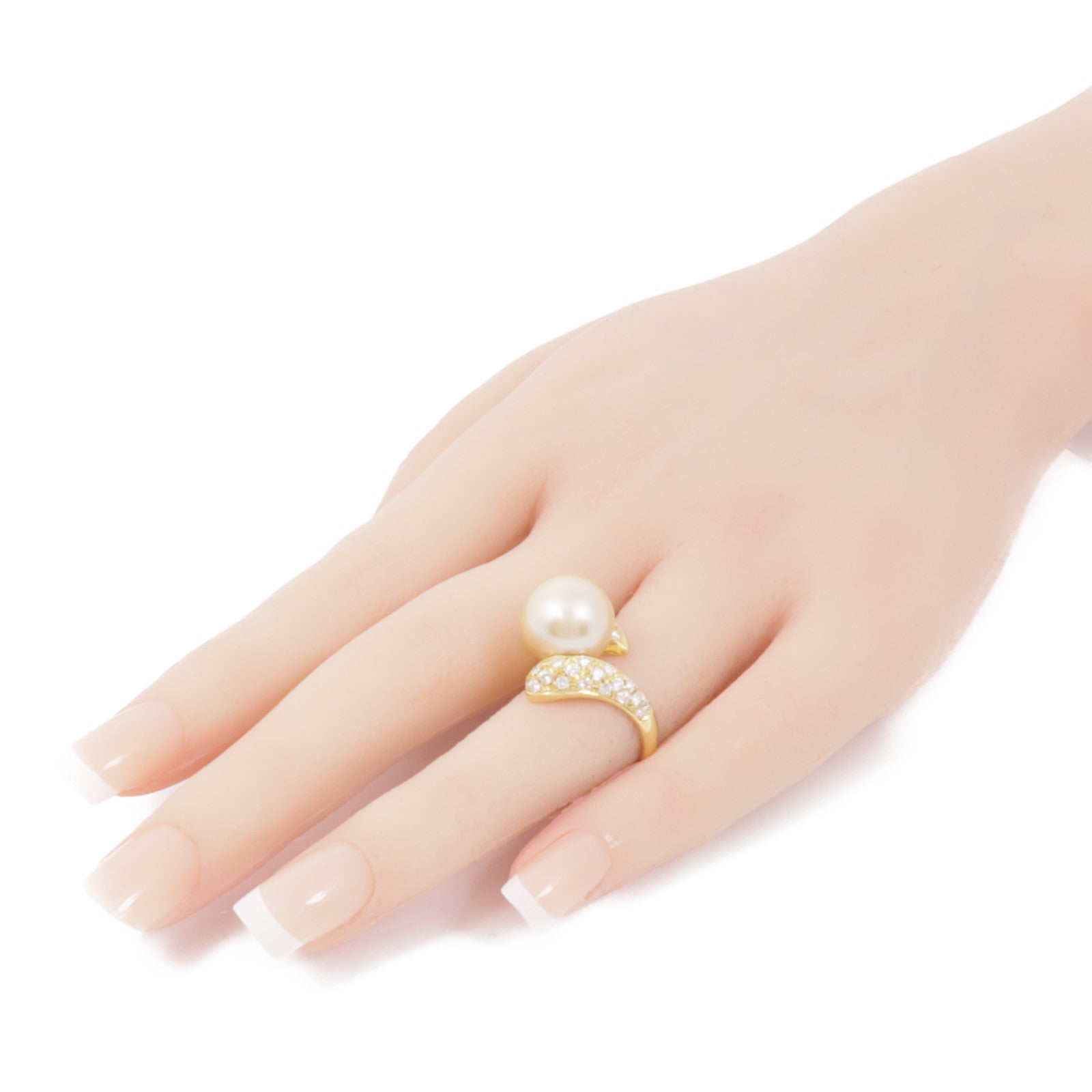 JEWELRY【激減優惠】 18K黃金Pearl Diamond Ring珍珠/鑽石戒指US#5.25