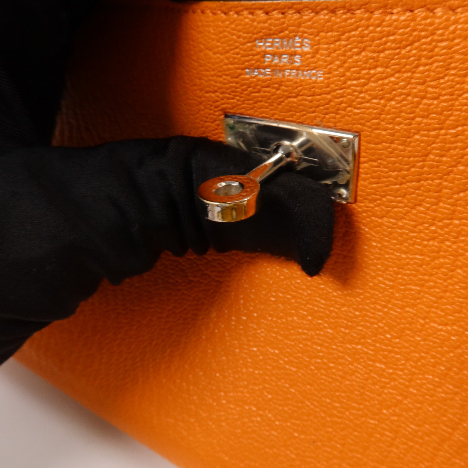 HERMES Chevre皮革Kelly Long Wallet長錢包Orange