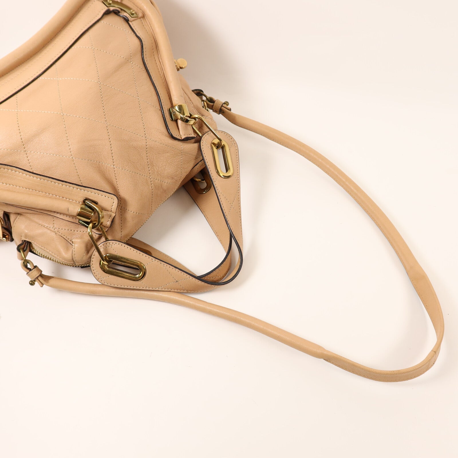 Chloe 牛皮皮革2 Way Shoulder金扣手挽肩背兩用袋