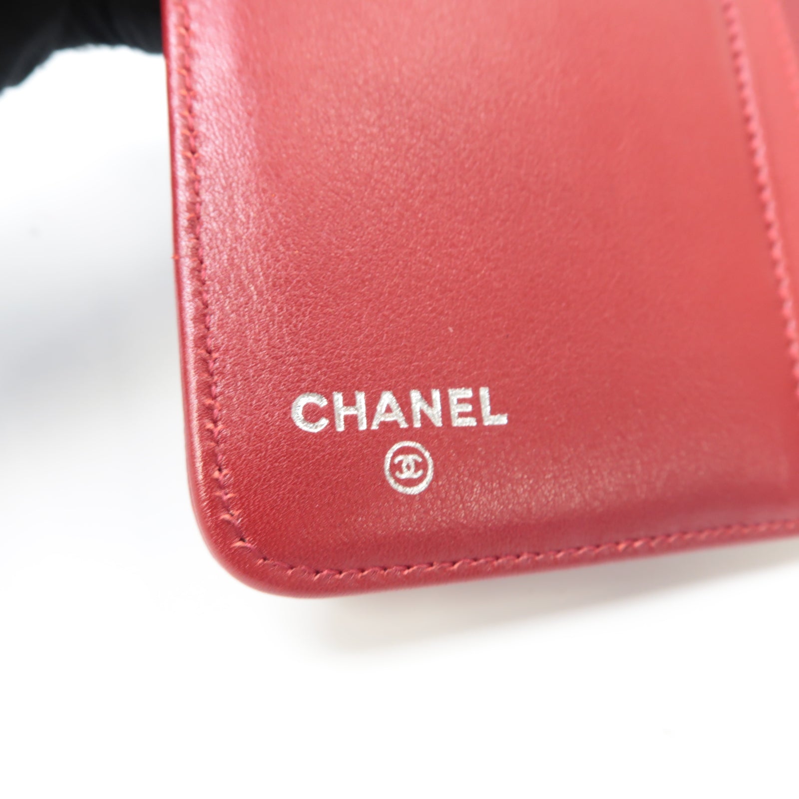 CHANEL 【激減優惠】Caviar皮革Wallet銀扣錢包紅色