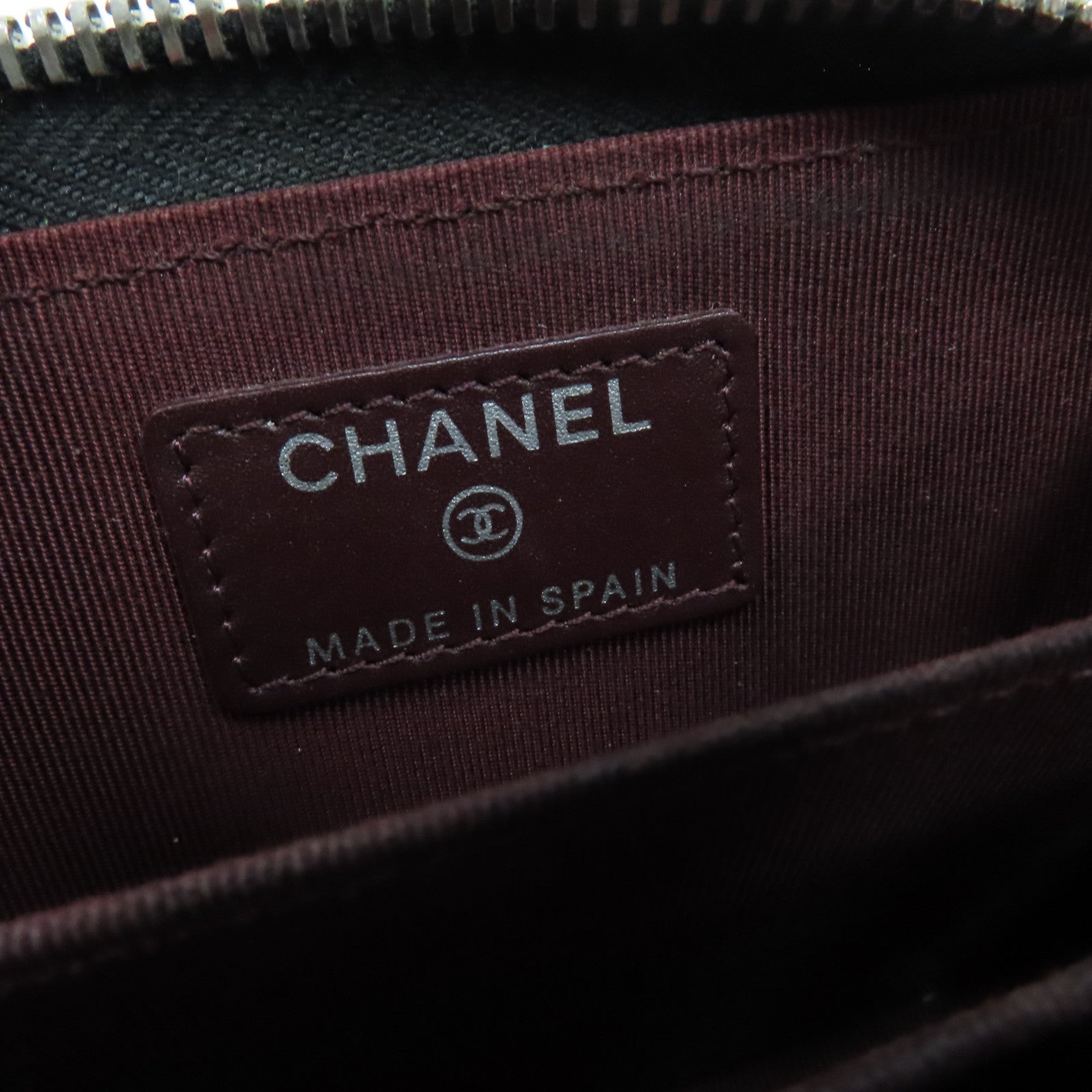 CHANEL 菱格牛皮皮革Coin Case銀扣零錢包黑色
