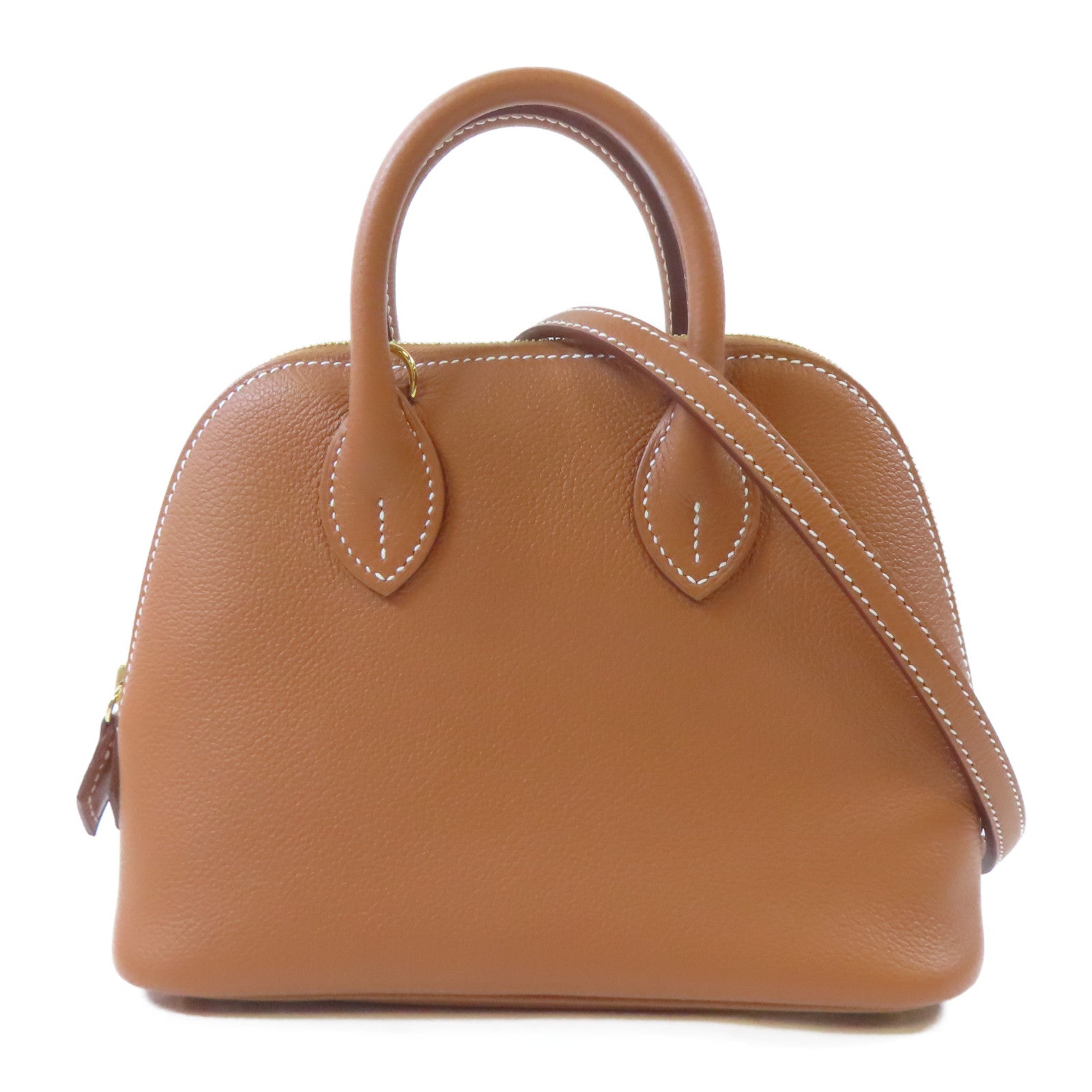 HERMES Evercolor皮革Mini Bolide金扣手挽肩背兩用袋Gold/駝色