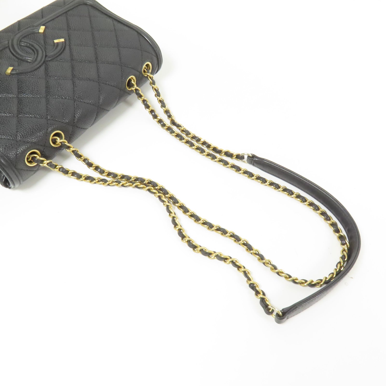 CHANEL 牛皮皮革Chain Shoulder金扣肩背袋