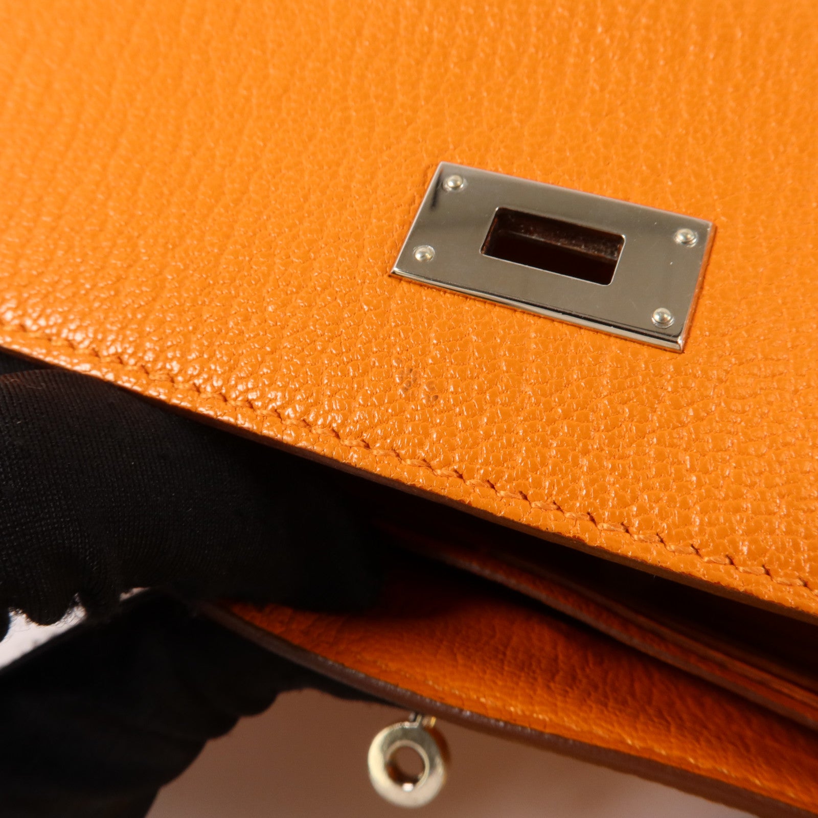 HERMES Chevre皮革Kelly Long Wallet長錢包Orange