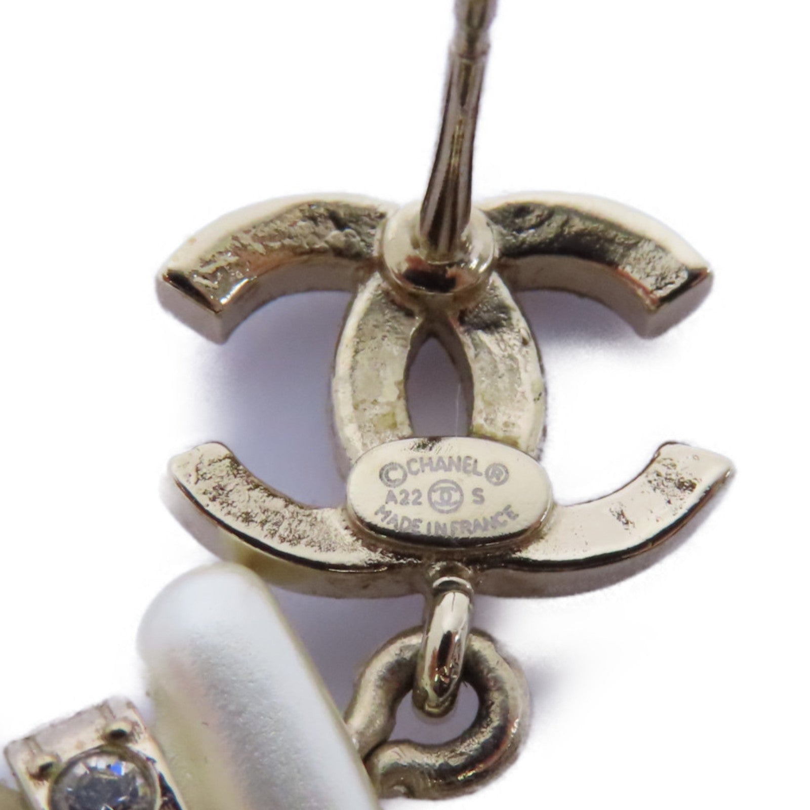CHANEL 金屬No.5 Perfum Bottle Earrings耳環白色/金色