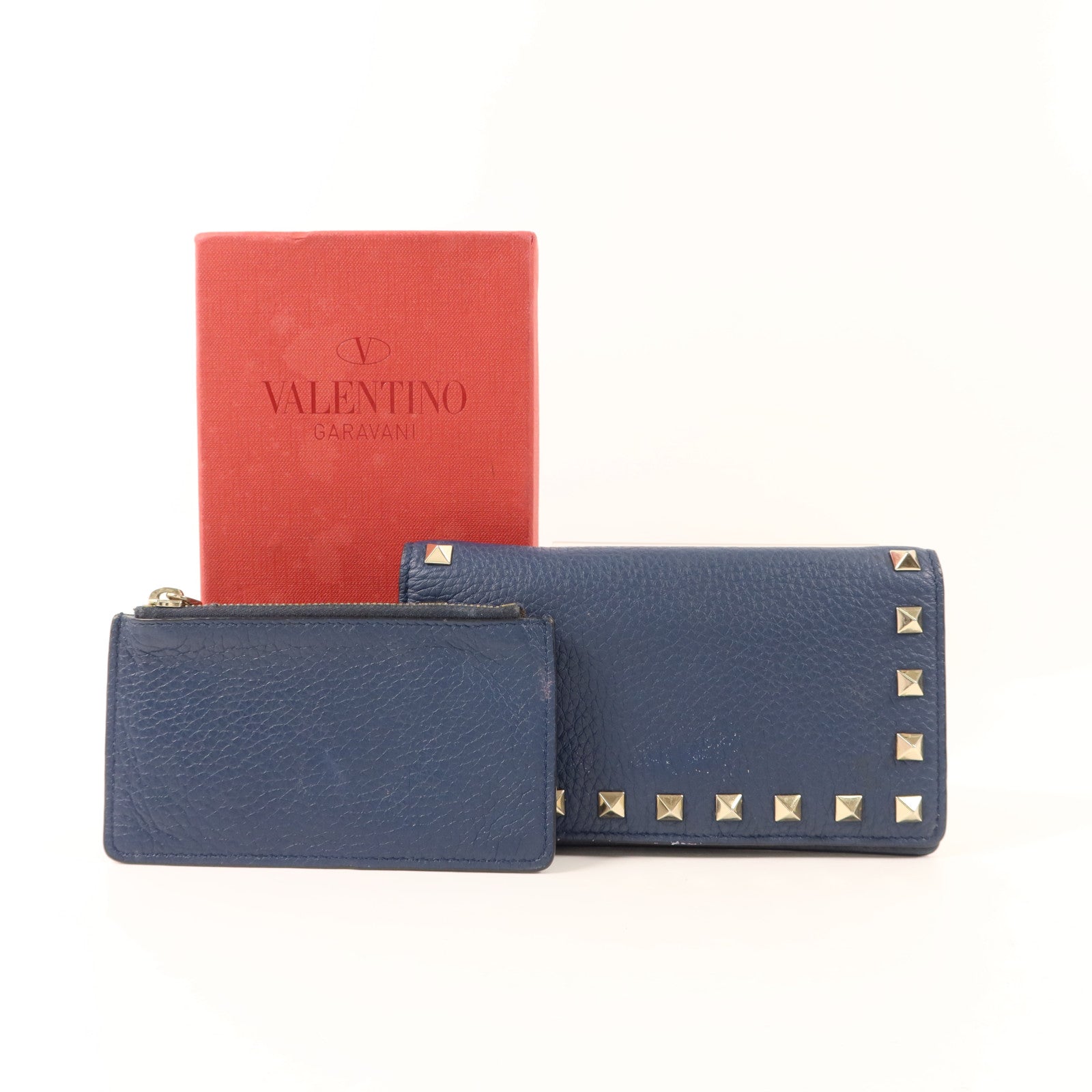 Valentino 【激減優惠】牛皮皮革Rockstud Wallet銀扣長錢包
