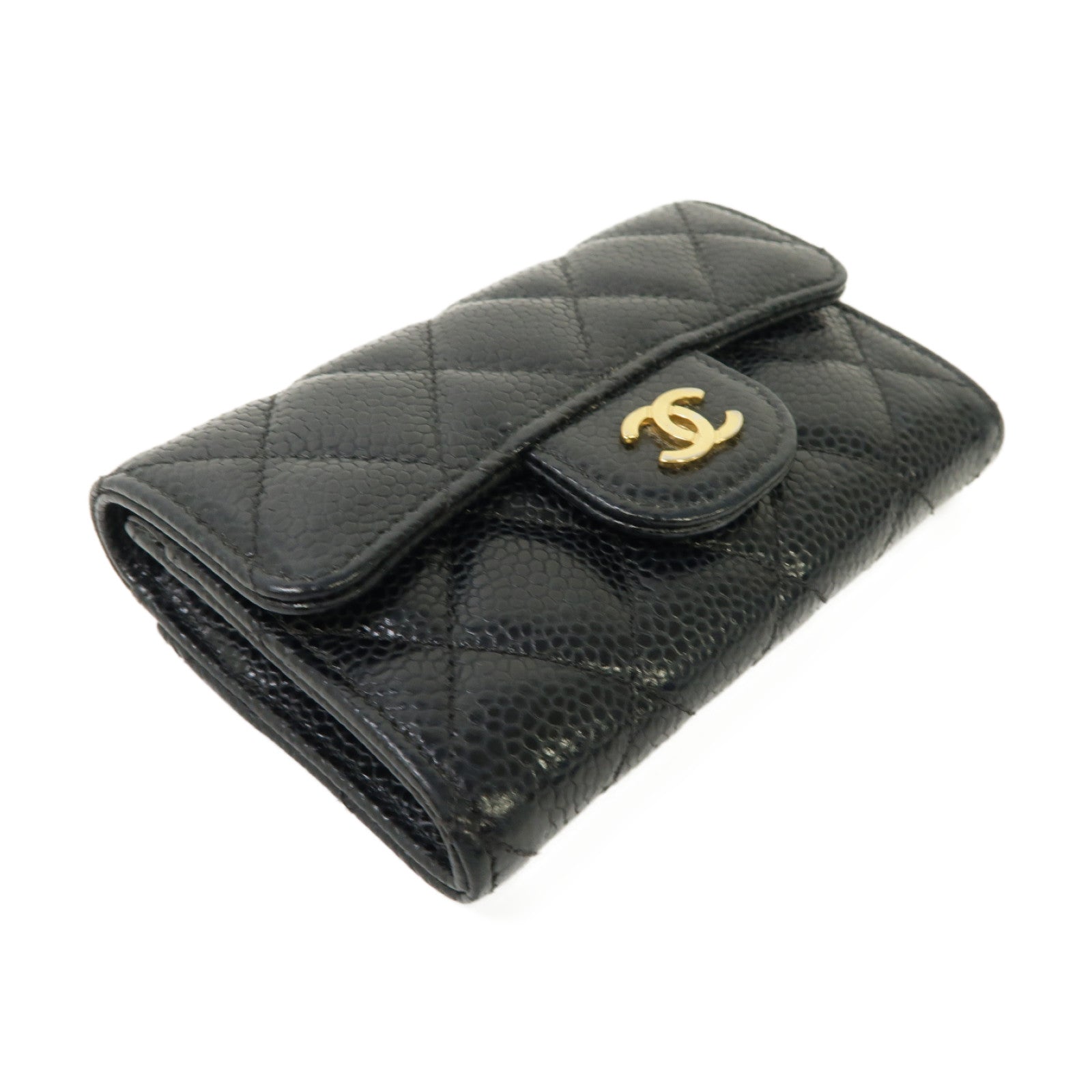 CHANEL 菱格Caviar皮革Classic Flap Card Holder金扣卡片套黑色