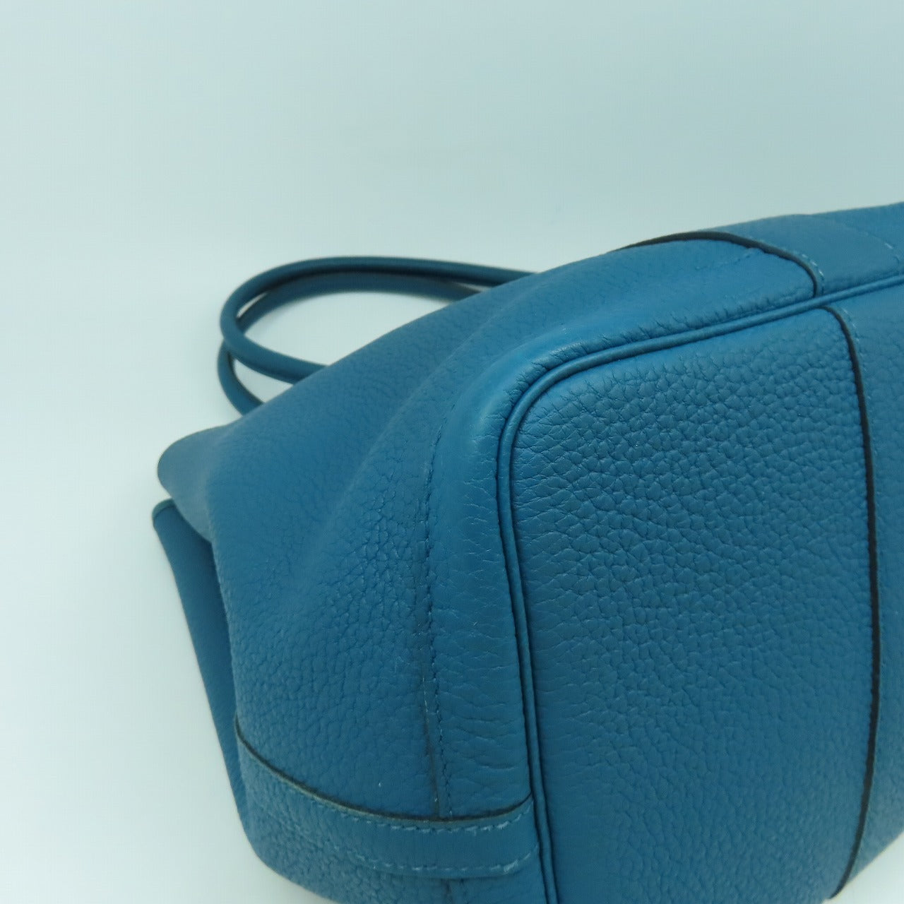 HERMES **【清倉大減價】Negonda皮革GardenParty PM銀扣手挽袋藍色