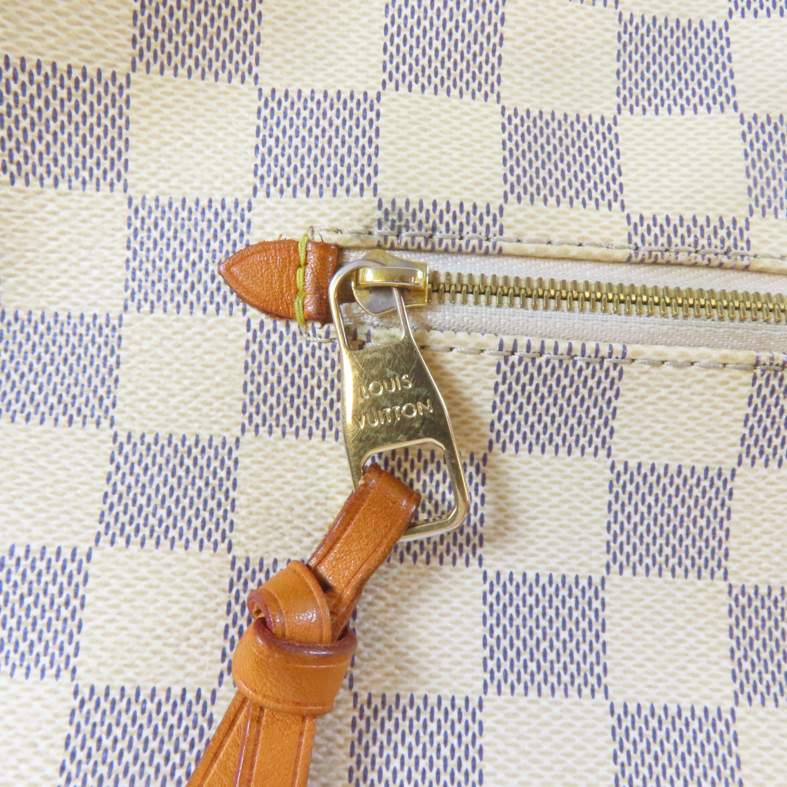 LOUIS VUITTON 【激減優惠】Damier Azur Tote Bag金扣肩背袋白色
