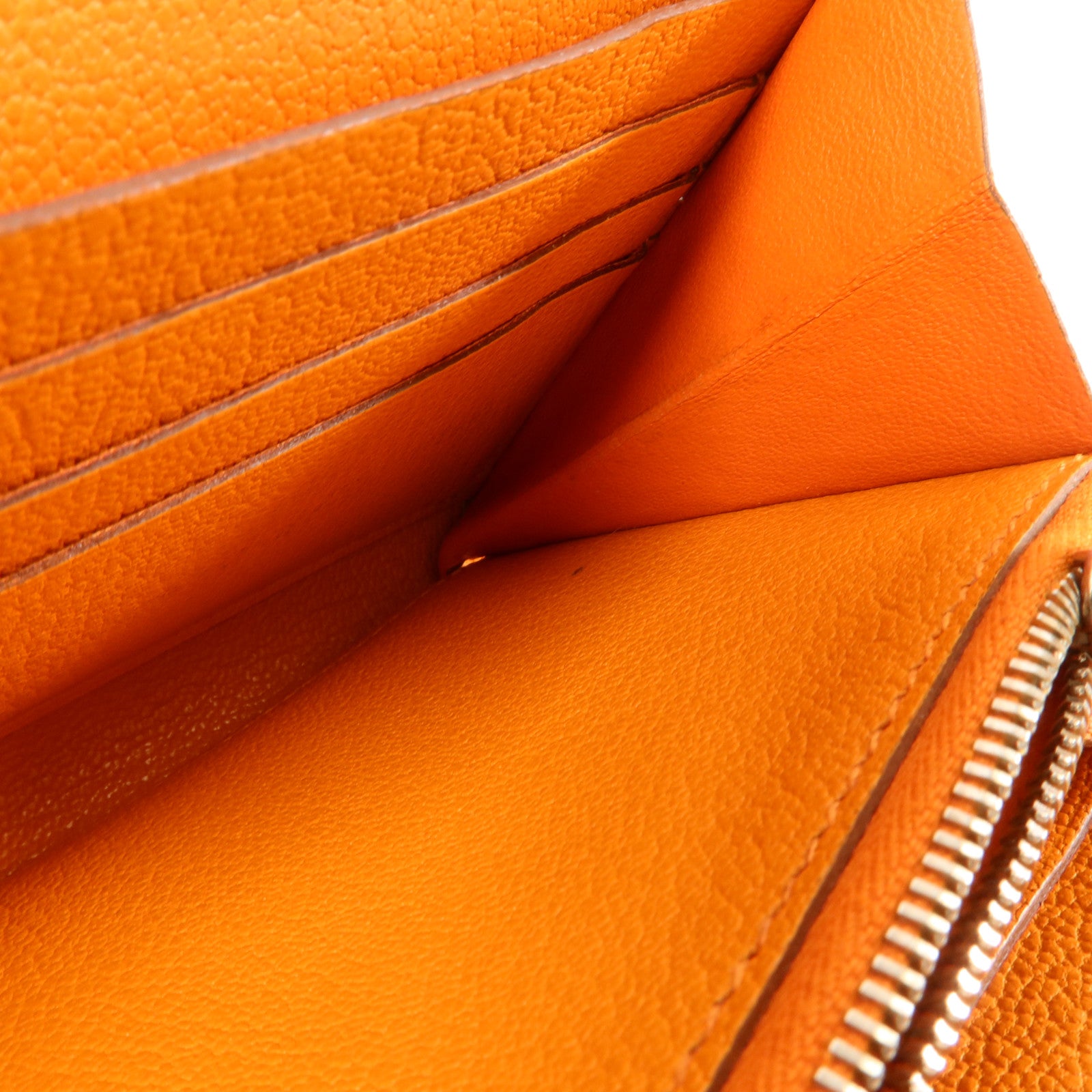 HERMES Chevre皮革Kelly Long Wallet長錢包Orange