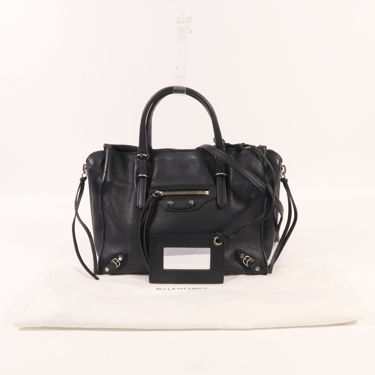 BALENCIAGA 牛皮皮革Zip Papier銀扣手挽肩背兩用袋