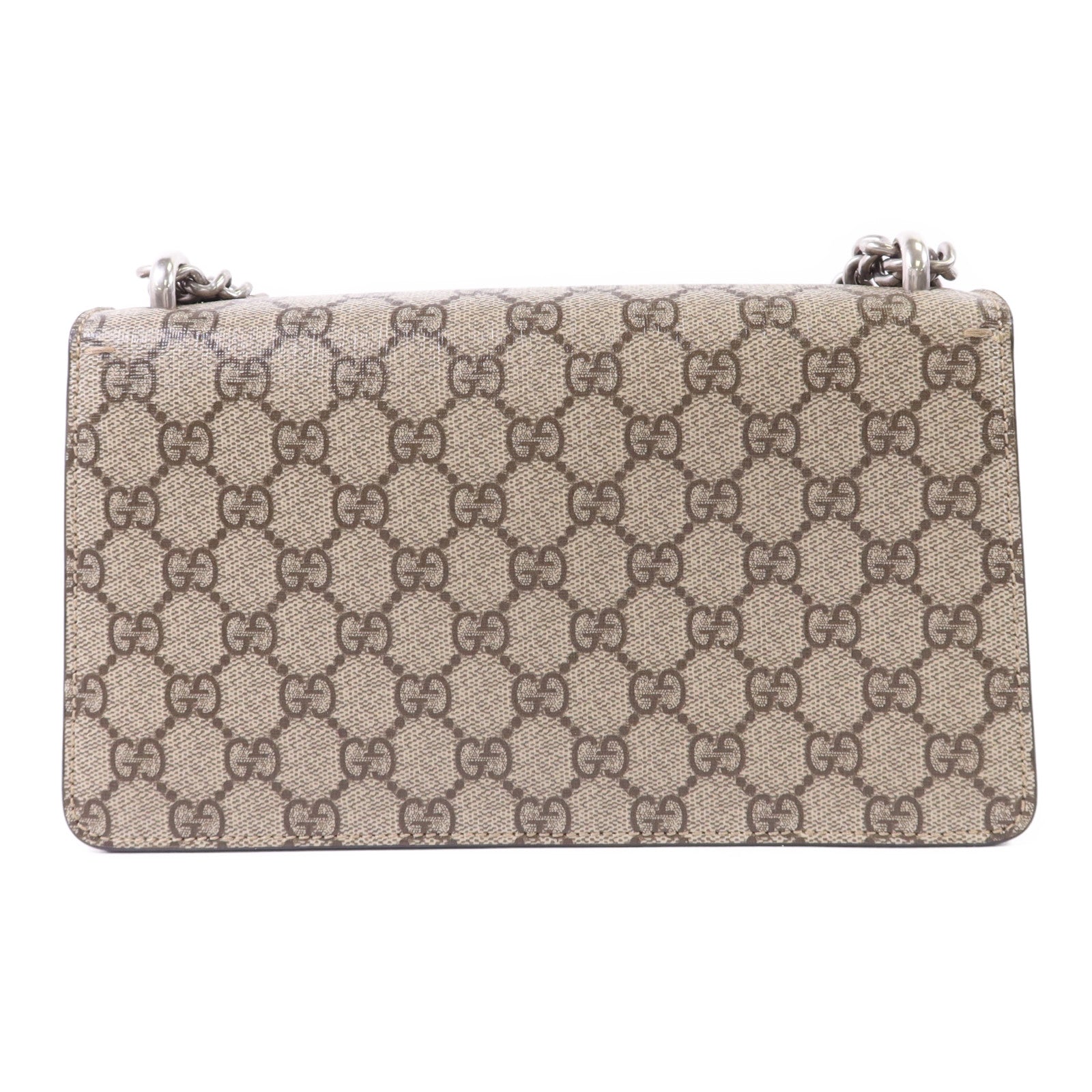 GUCCI 塗層帆布Dionysus Shoulder Bag銀扣鏈帶肩背袋