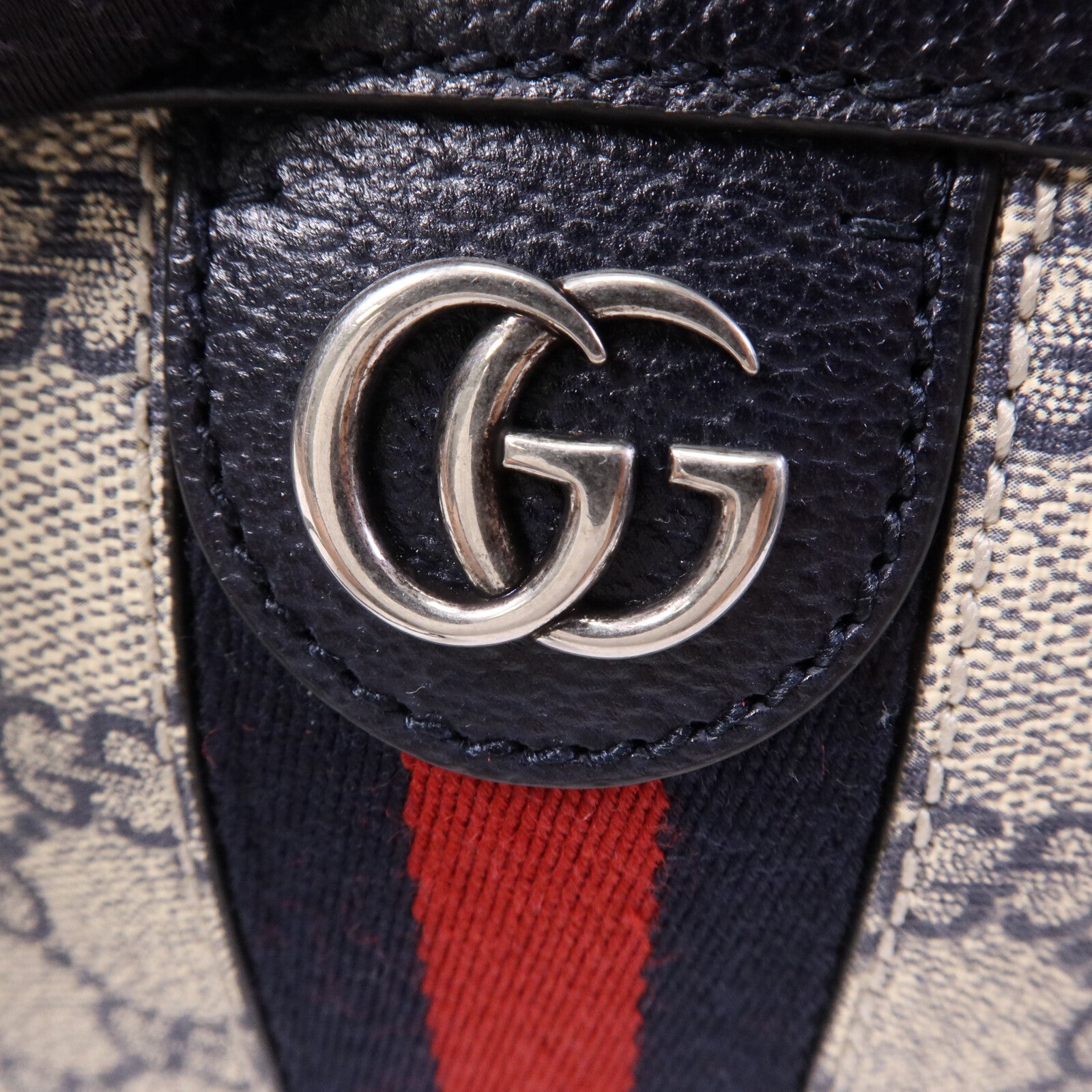 GUCCI 塗層帆布Ophidia GG銀扣手挽肩背兩用袋