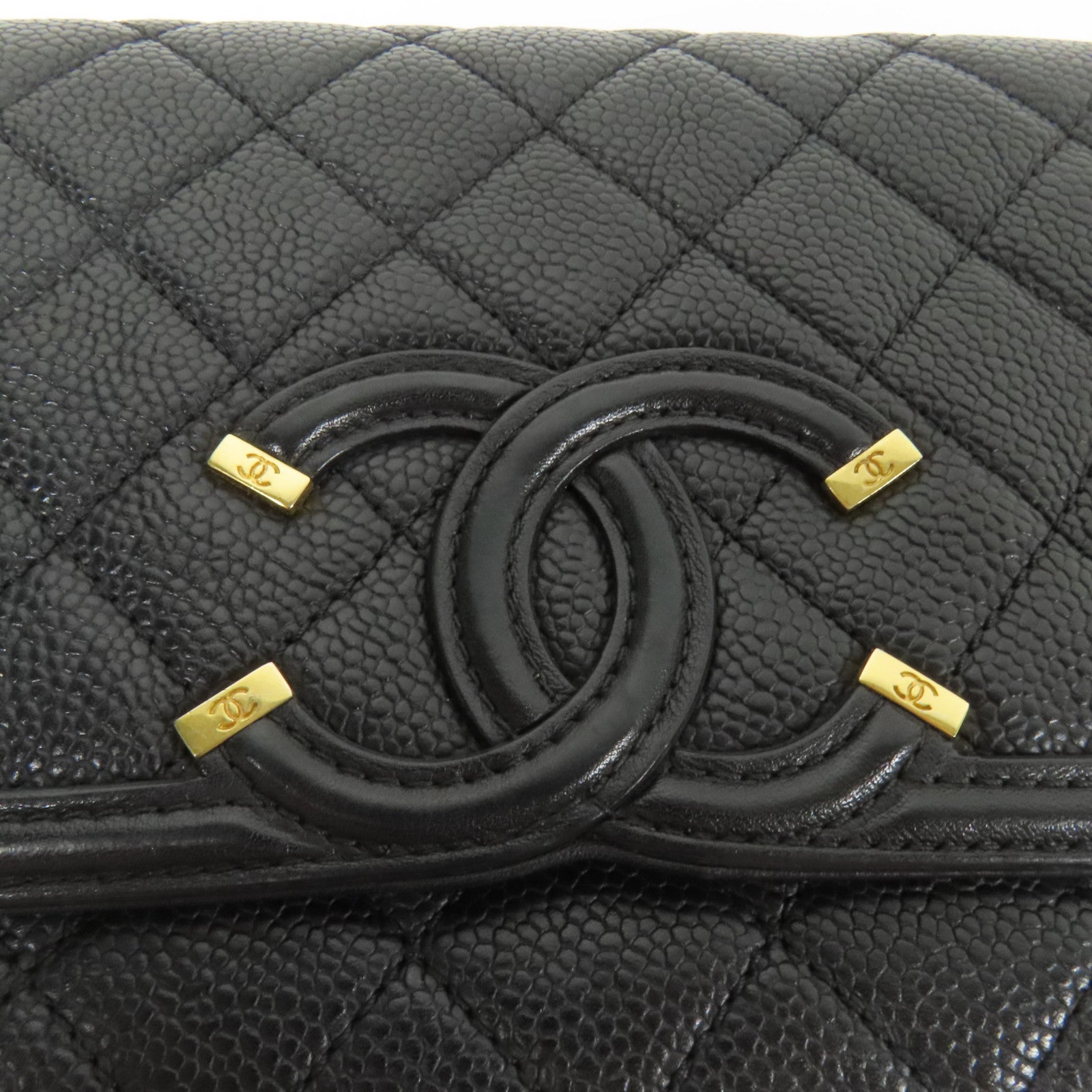 CHANEL 牛皮皮革Chain Shoulder金扣肩背袋